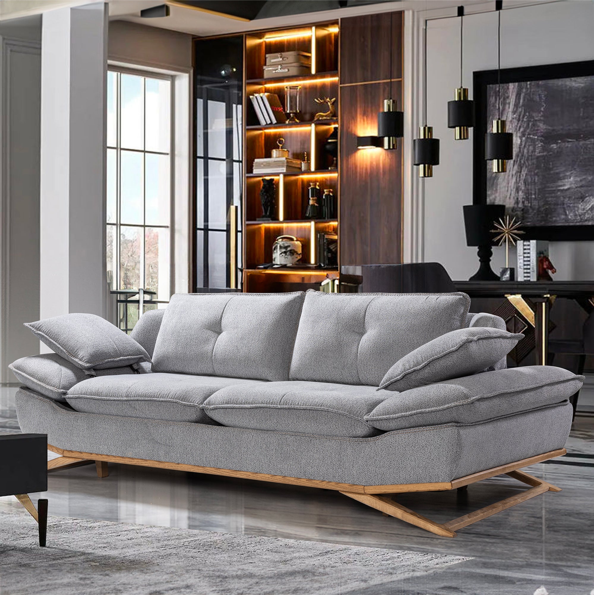 WoW - Adjustable Backrest Sofa - Grey Fabric