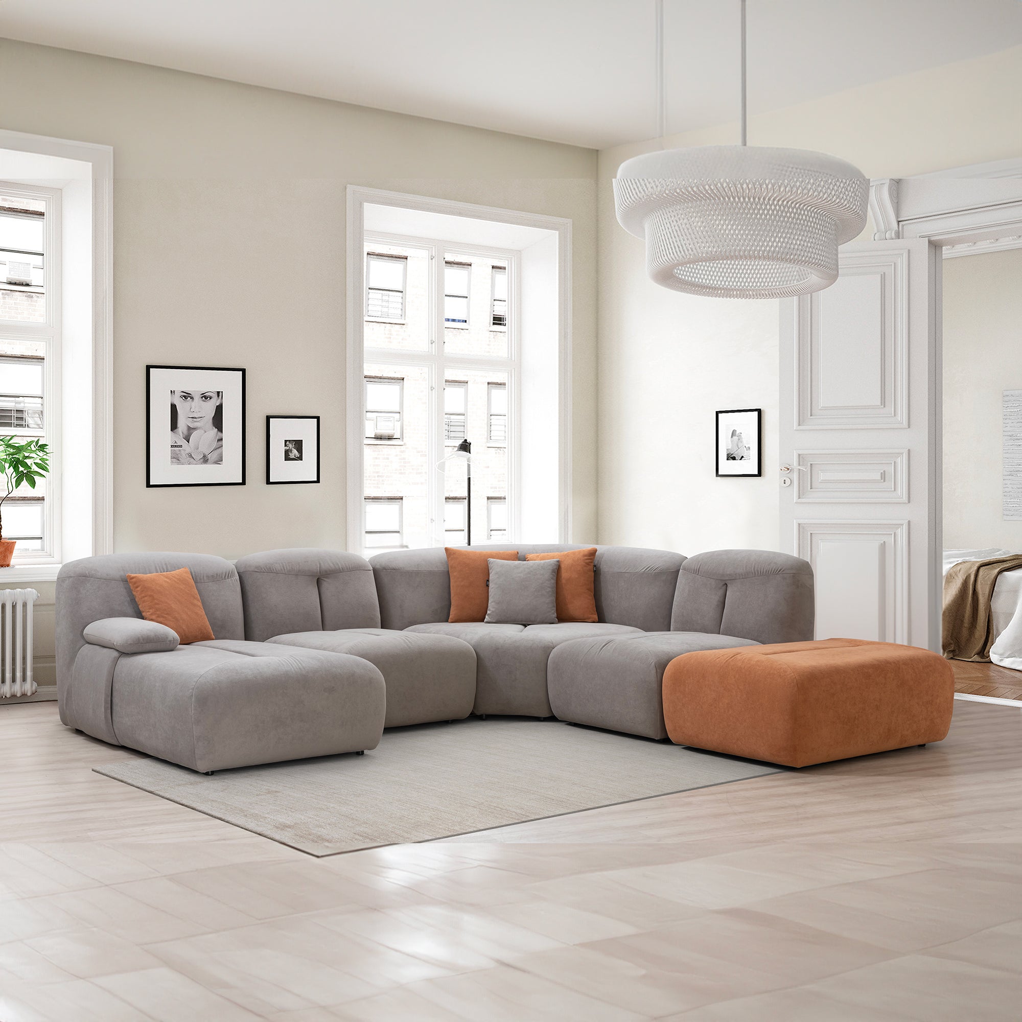 Kylie - Modular Sectional Sofa - Grey Fabric