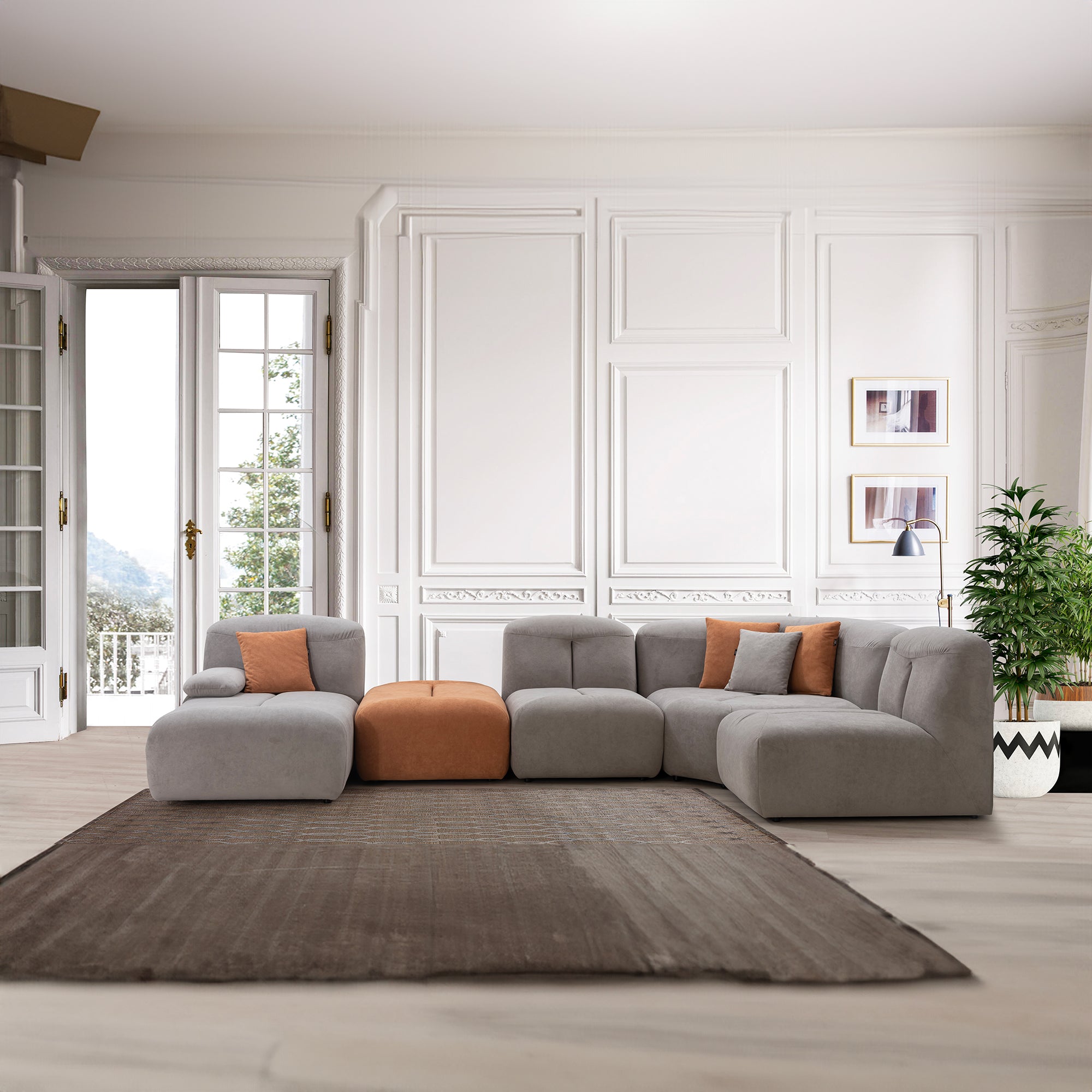 Kylie - Modular Sectional Sofa - Grey Fabric