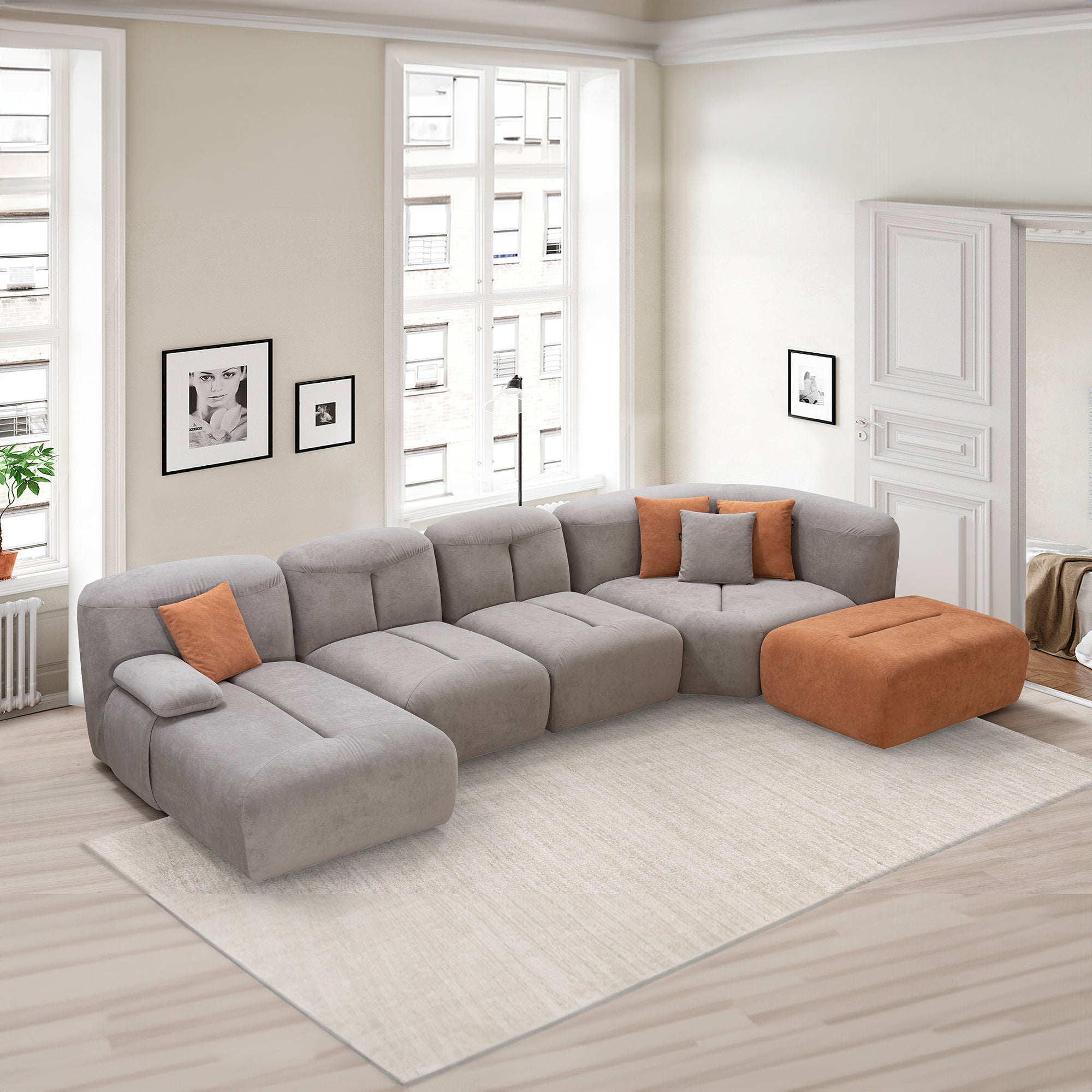 Kylie - Modular Sectional Sofa - Grey Fabric