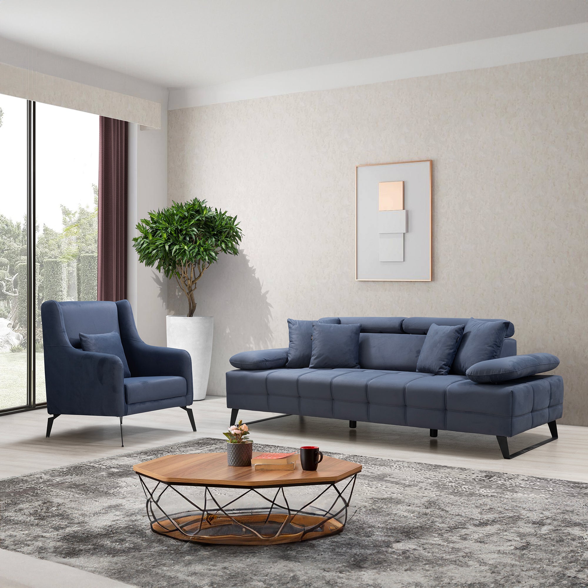 Luna - 3-seater sofa - Anthracite fabric