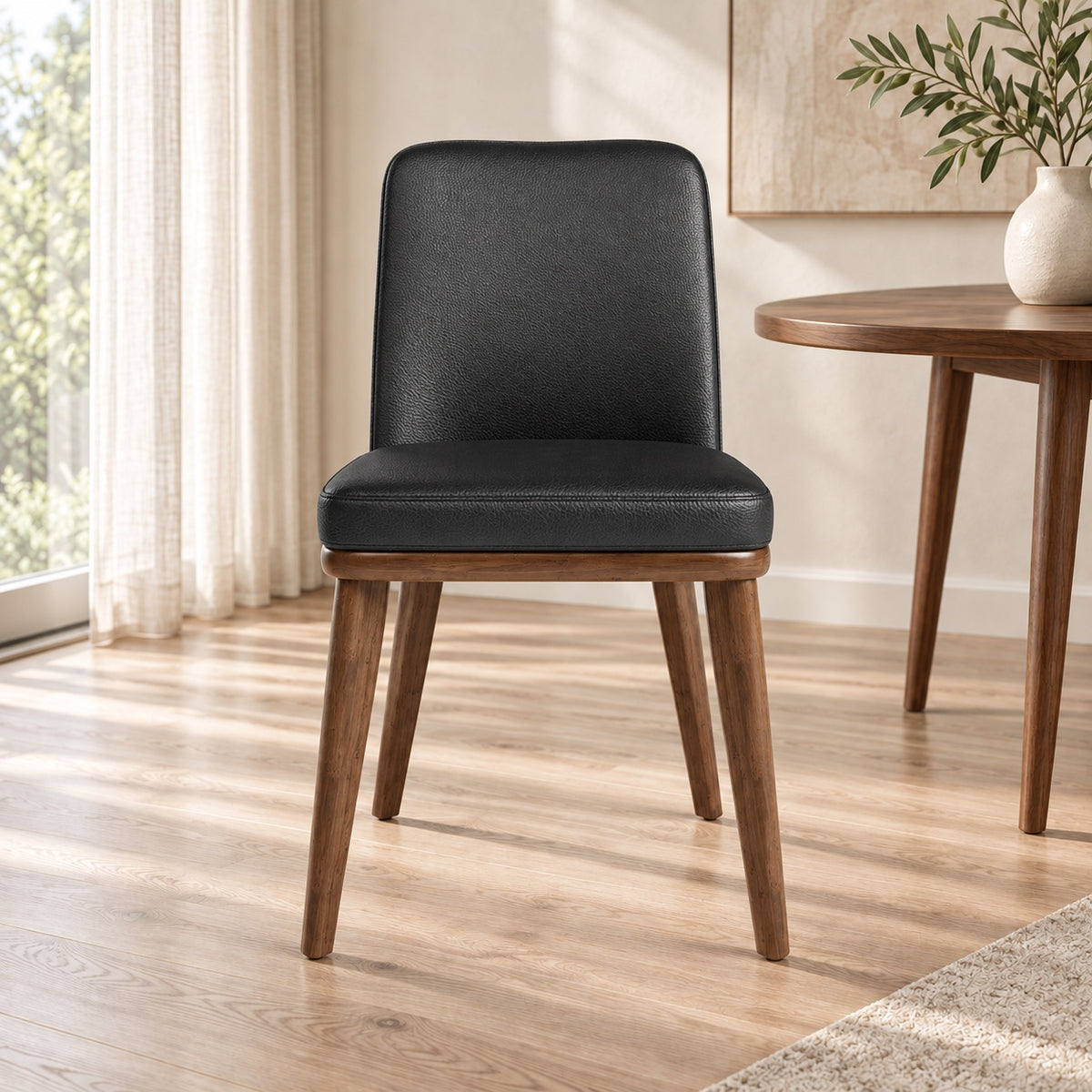 Ariana - Chaise de Salle à Manger - Cuir Noir