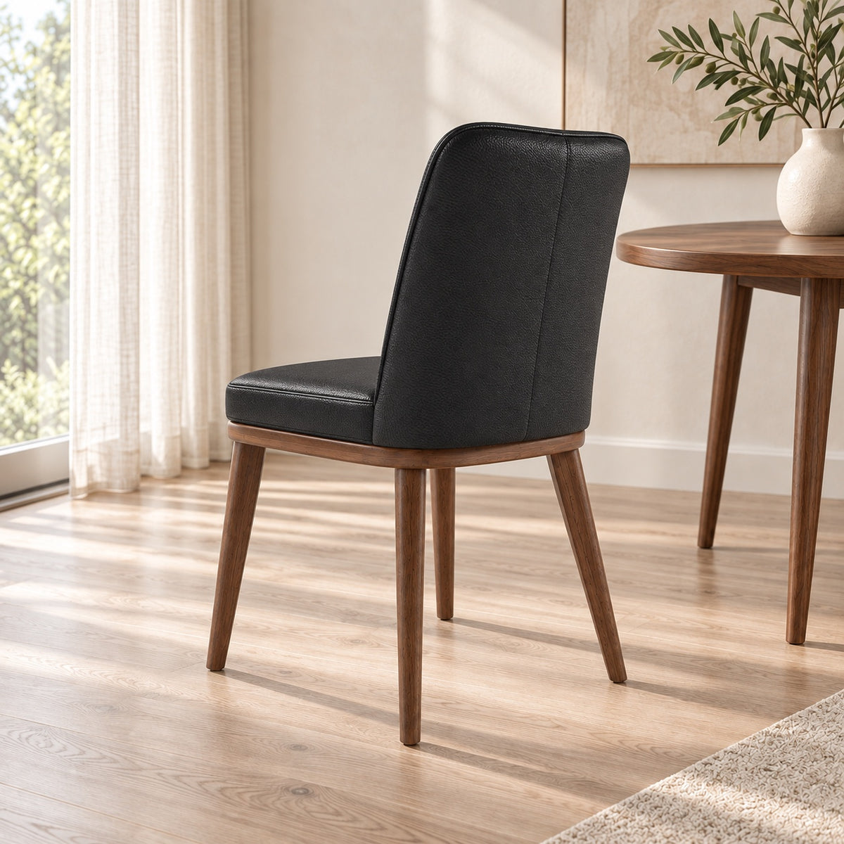 Ariana - Chaise de Salle à Manger - Cuir Noir