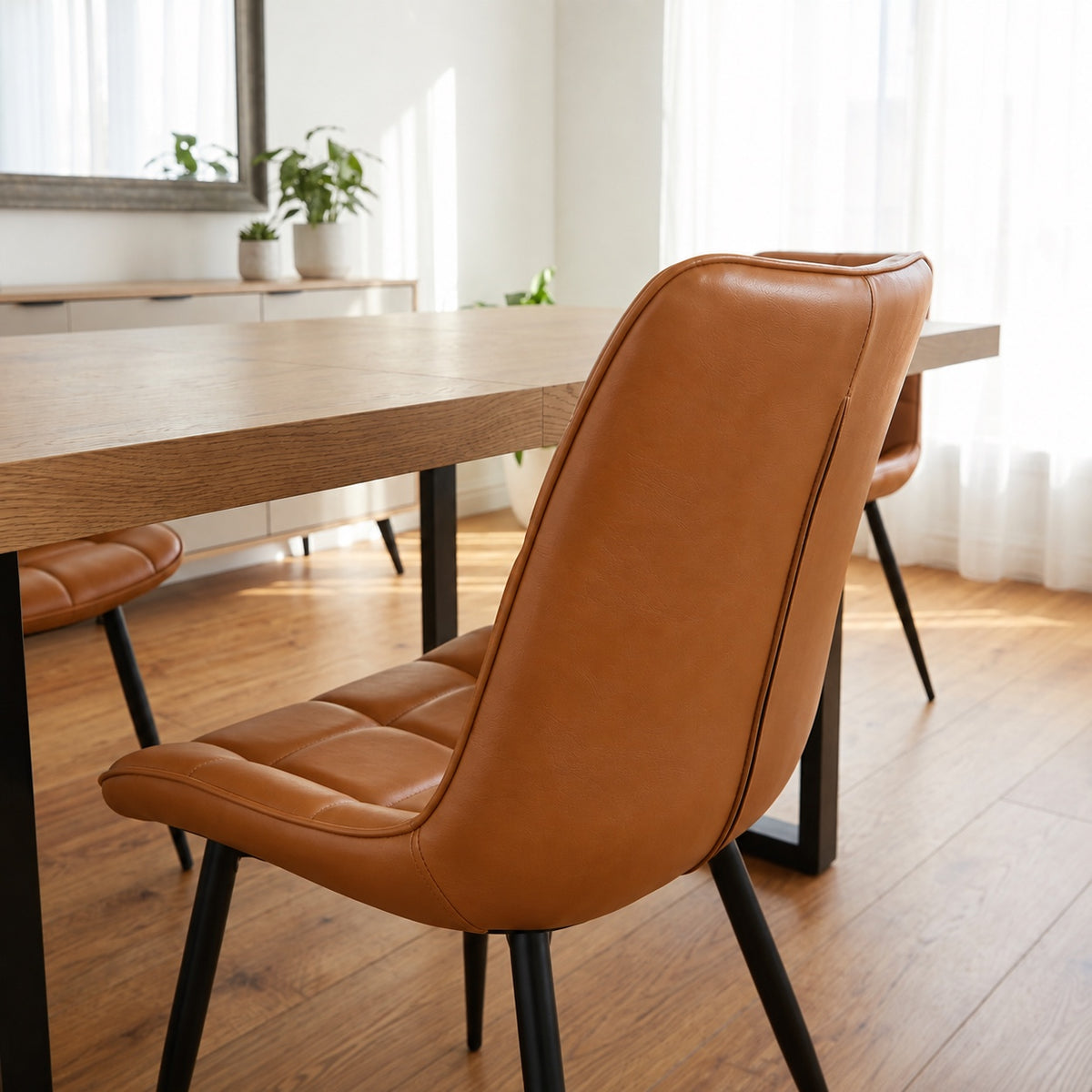 Aurora - Dining Chair - Brown PU Leather