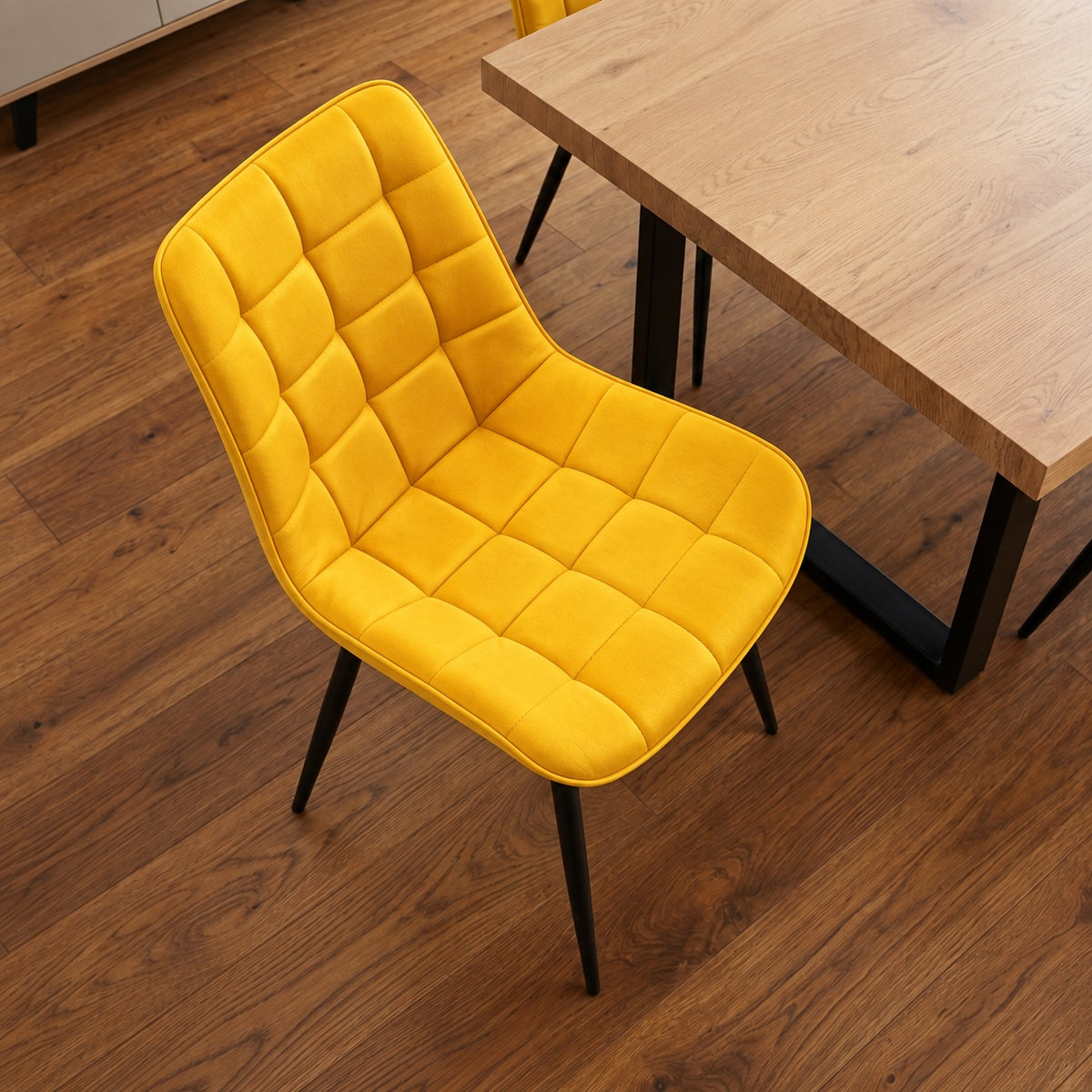 Aurora - Dining Chair - Yellow Velvet