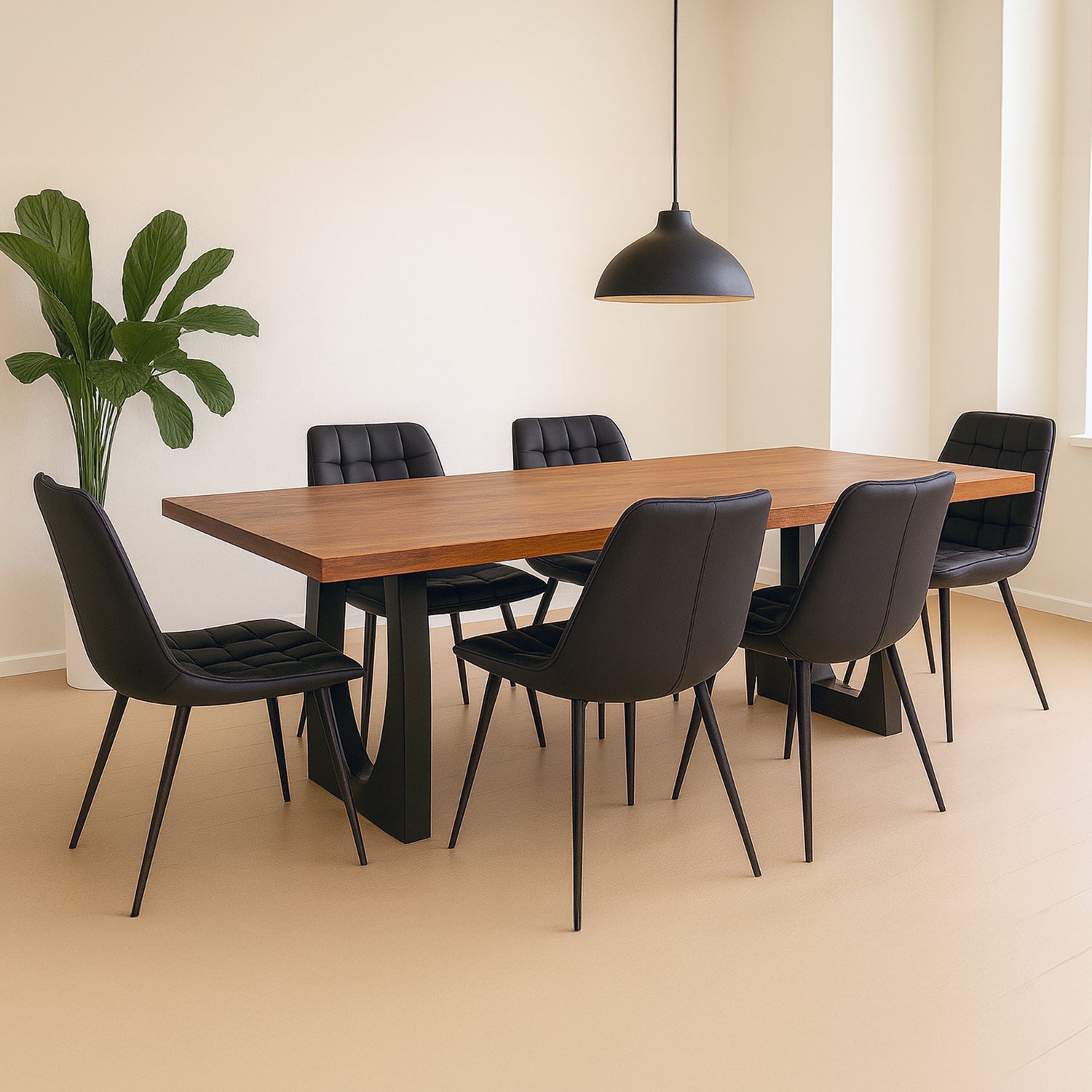 Arlena/Aurora - Dining Room Set - Solid Wood Walnut and Black