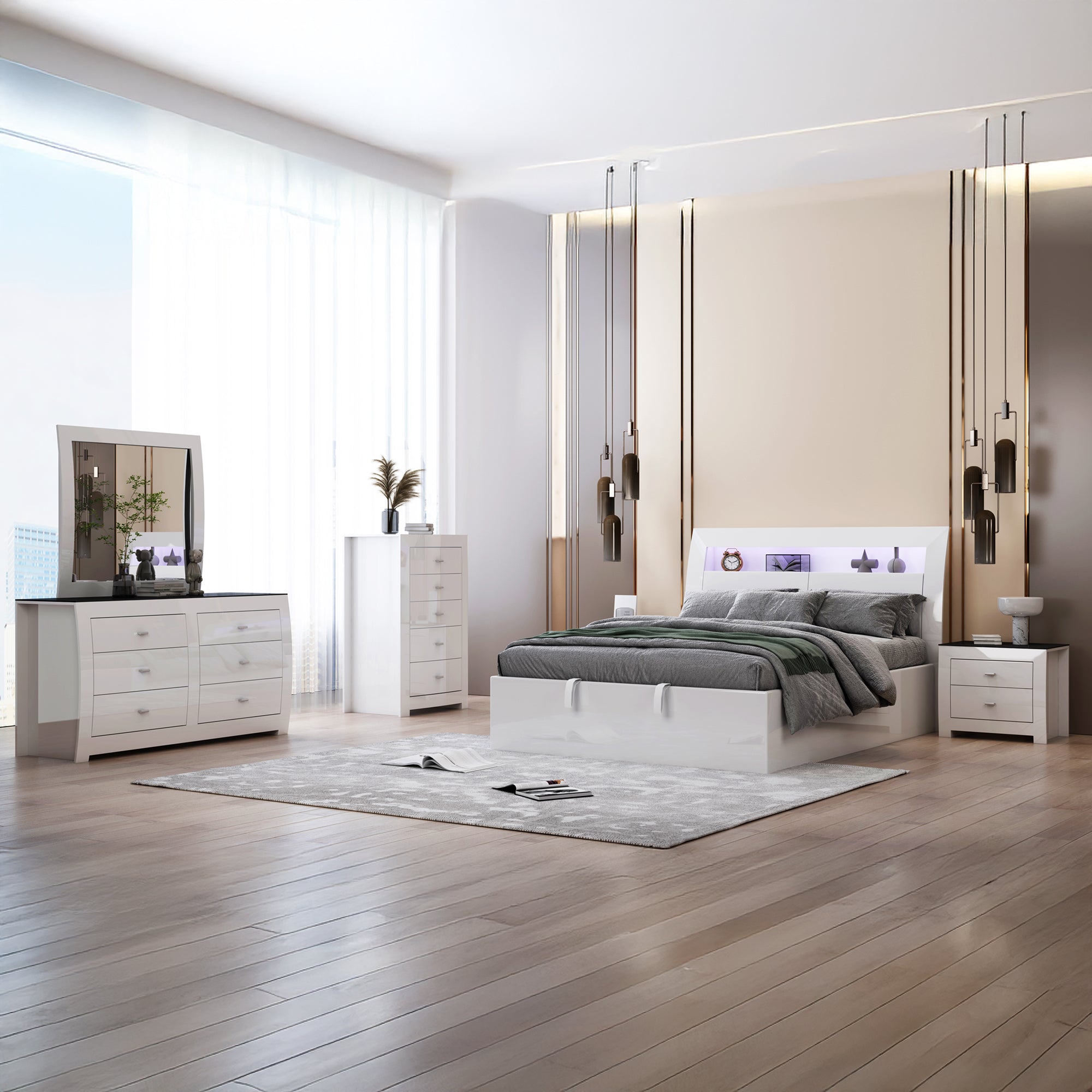 Barcelona - 6 Drawer Dresser - Glossy White