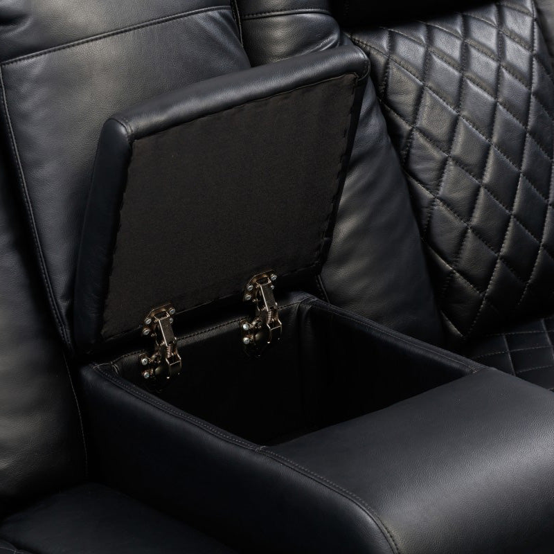 Austin - Causeuse Inclinable Éléctrique - Cuir Noir