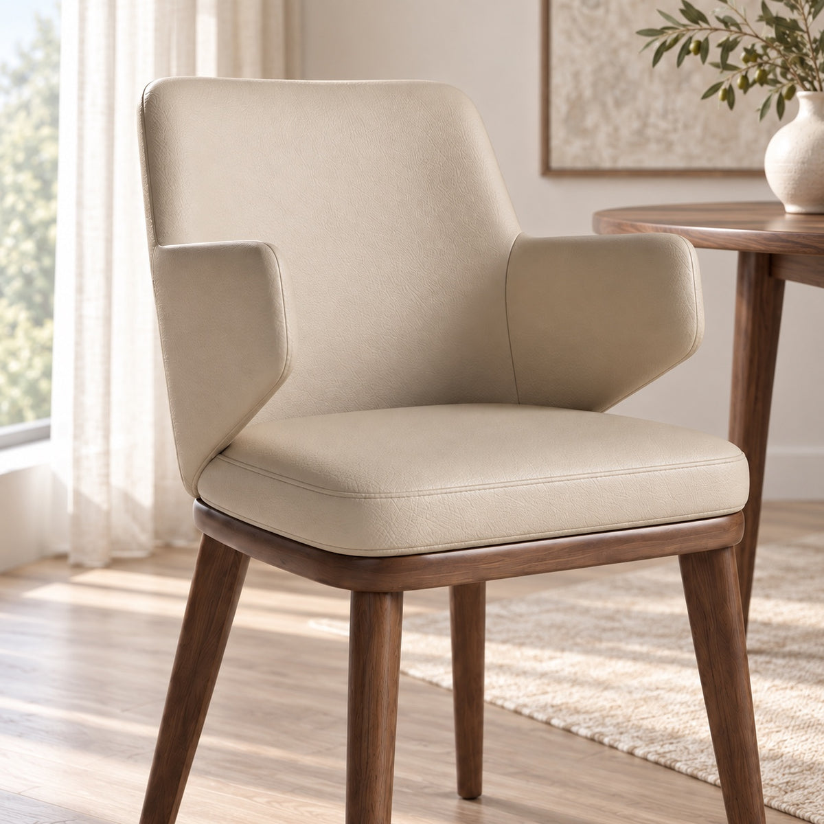 Bria - Dining Chair - Beige Leather