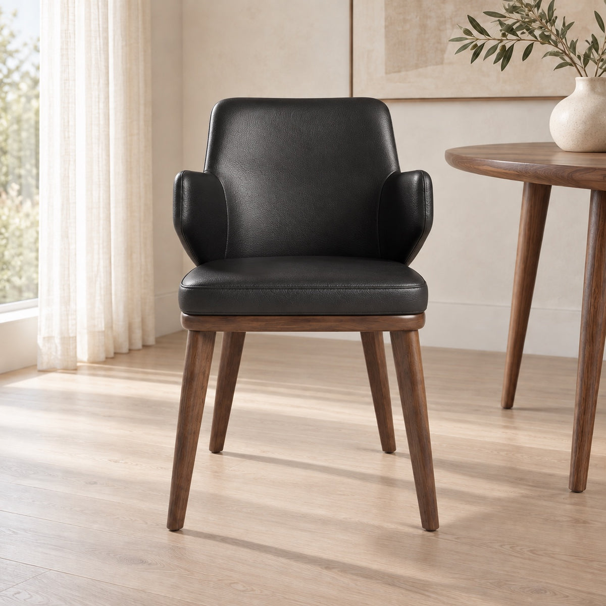 Bria - Chaise de Salle à Manger - Cuir Noir