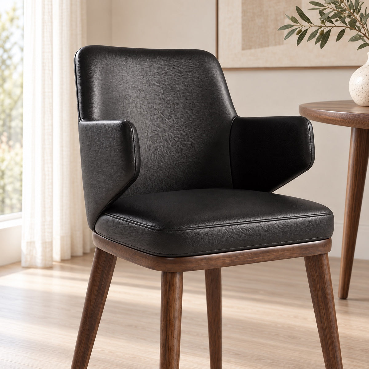 Bria - Chaise de Salle à Manger - Cuir Noir