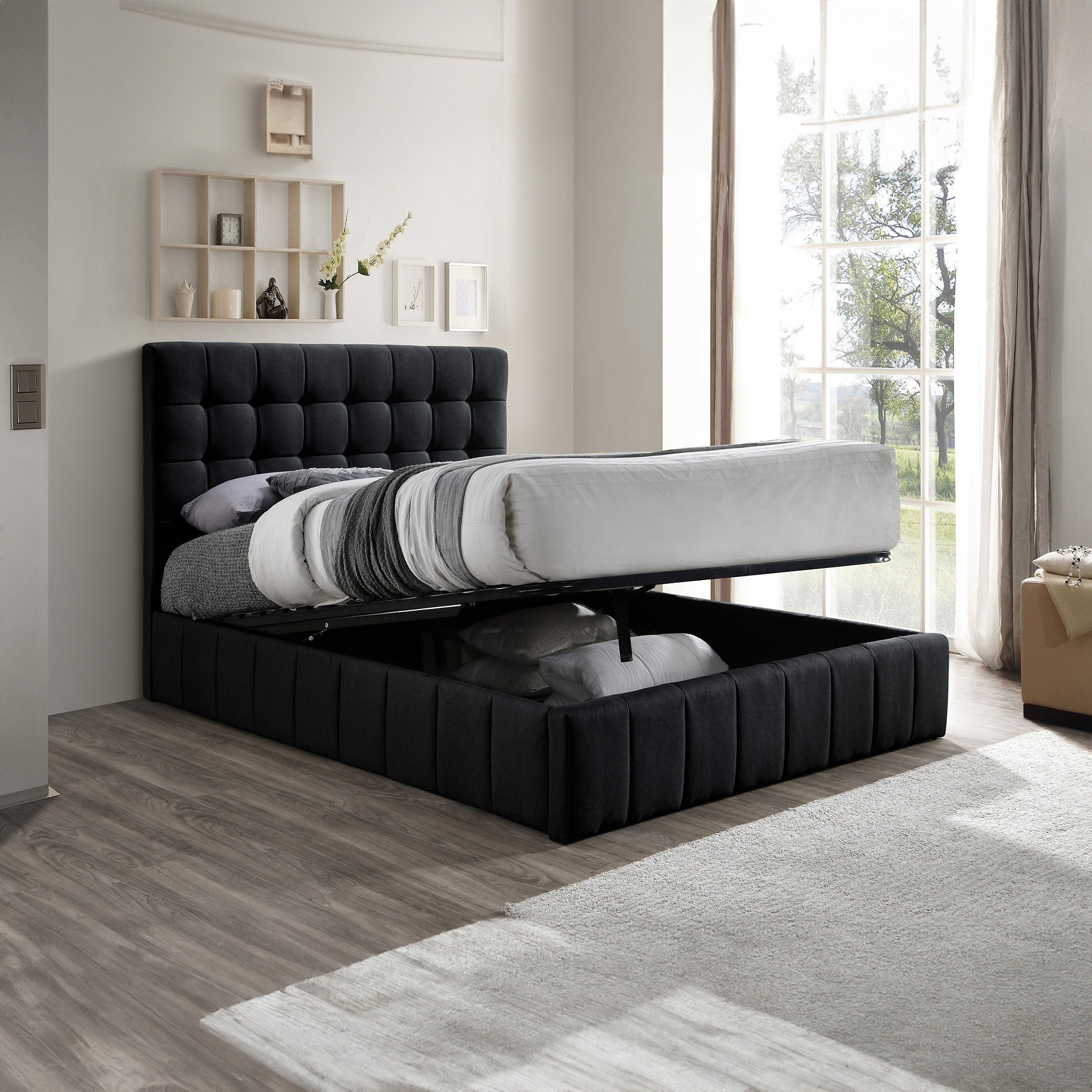 Vincent - Queen Bed - Black Fabric