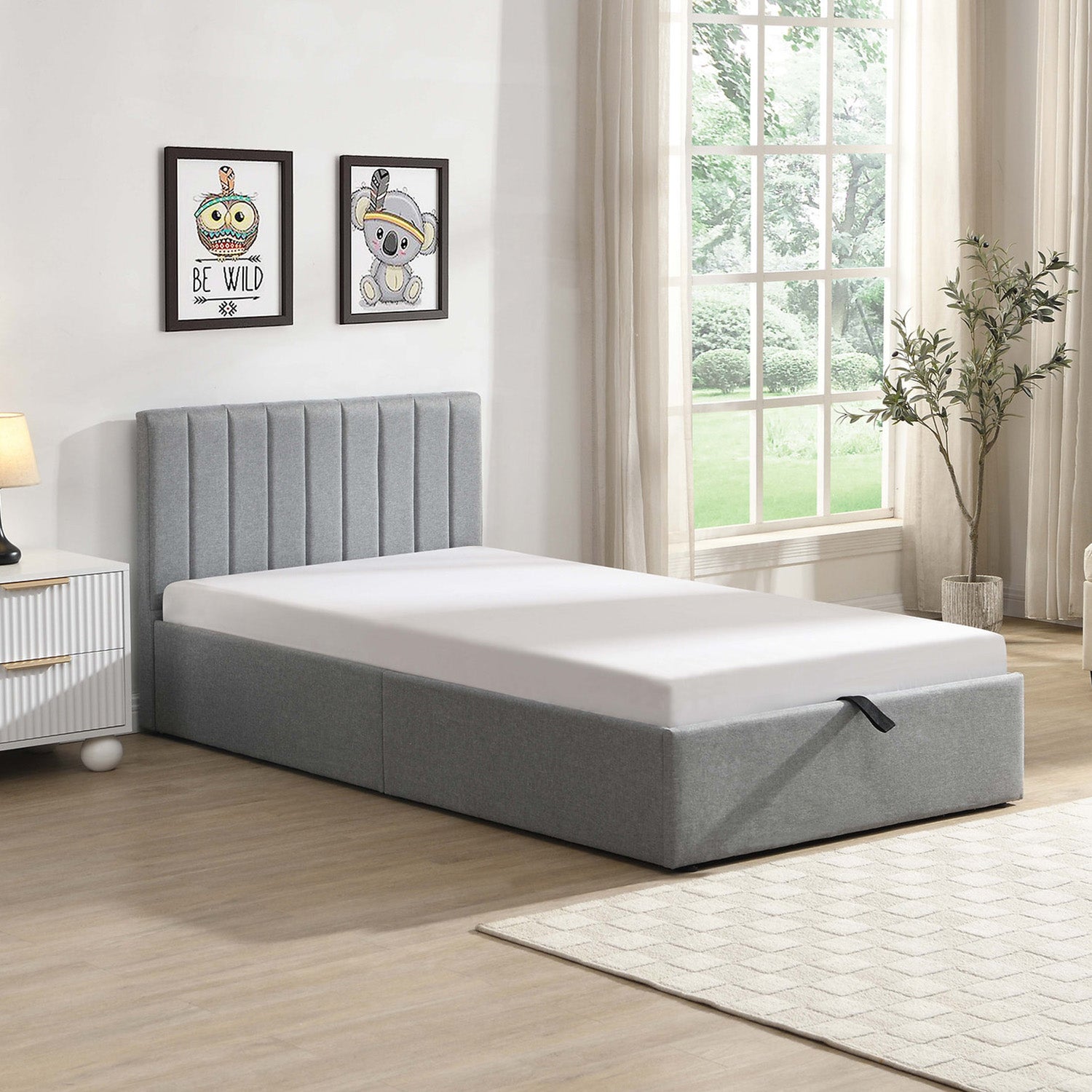 Norah - Twin Bed with Storage - Grey Fabric