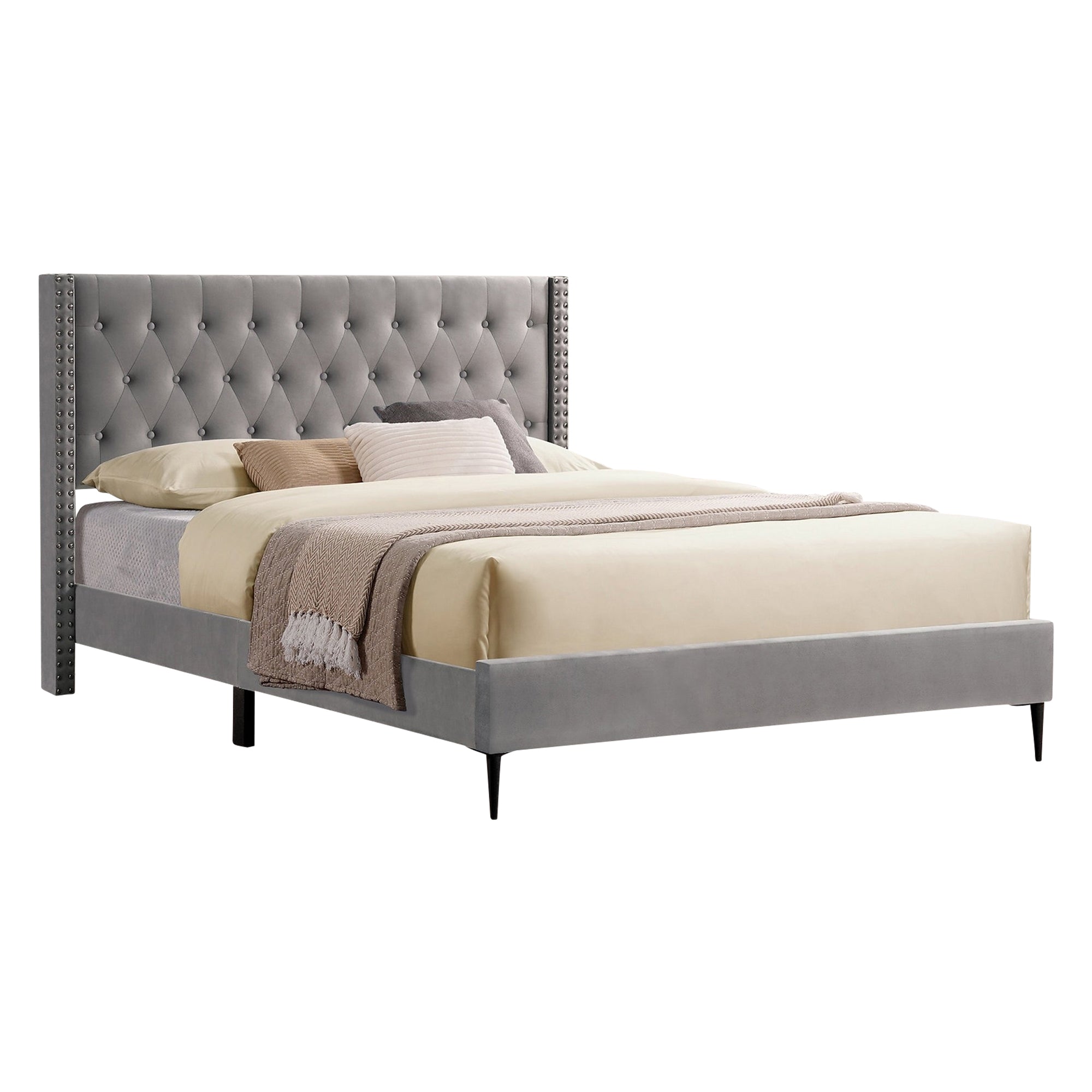 Roxane - Queen Bed - Gray Velvet