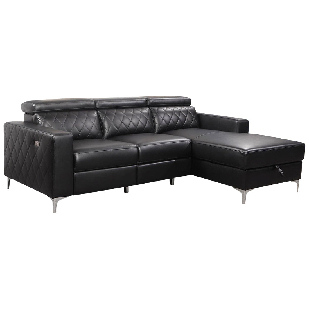 Diego - L-Shaped Sectional Sofa - Black Leather