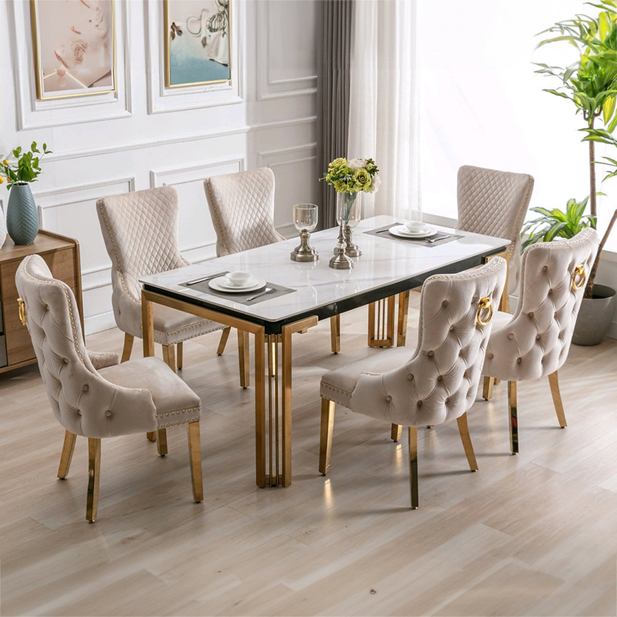 Garance - Dining Room Set - Marble / Cream