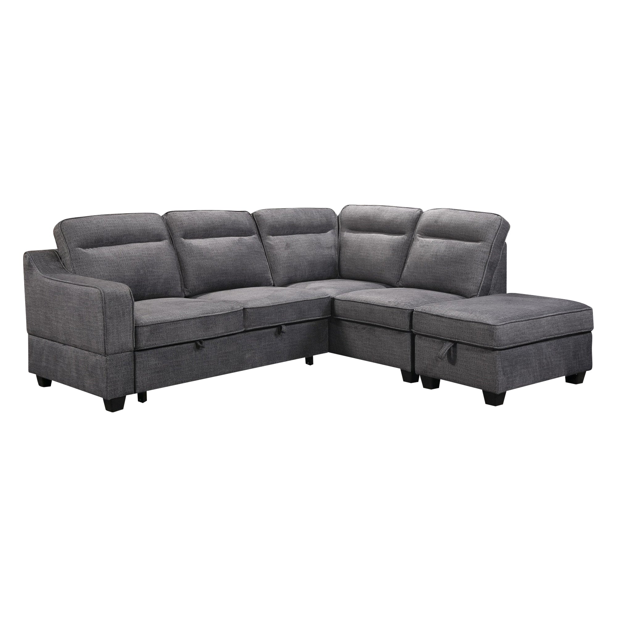 Gabriella - L-Shaped Sectional Sofa Bed - Grey Fabric