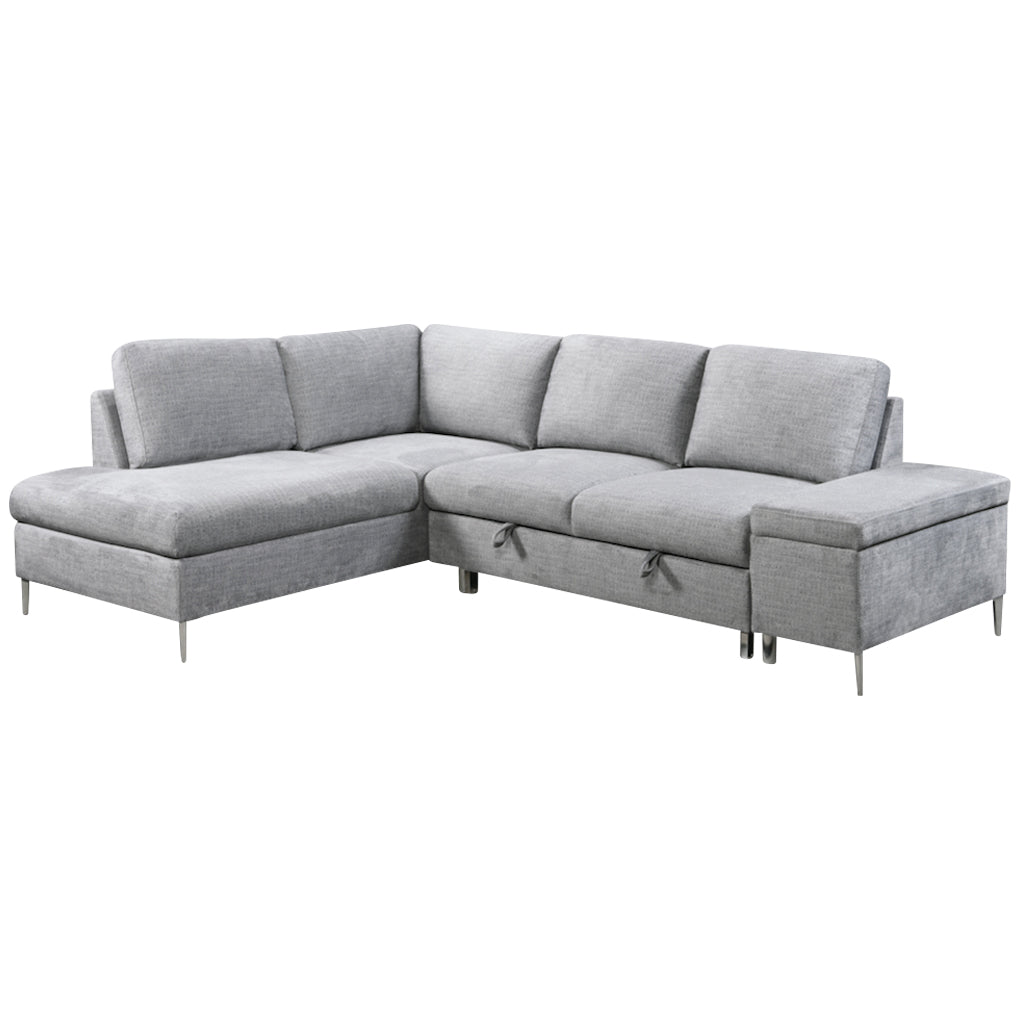 Matteo - L-Shaped Sectional Sofa Bed - Grey Fabric