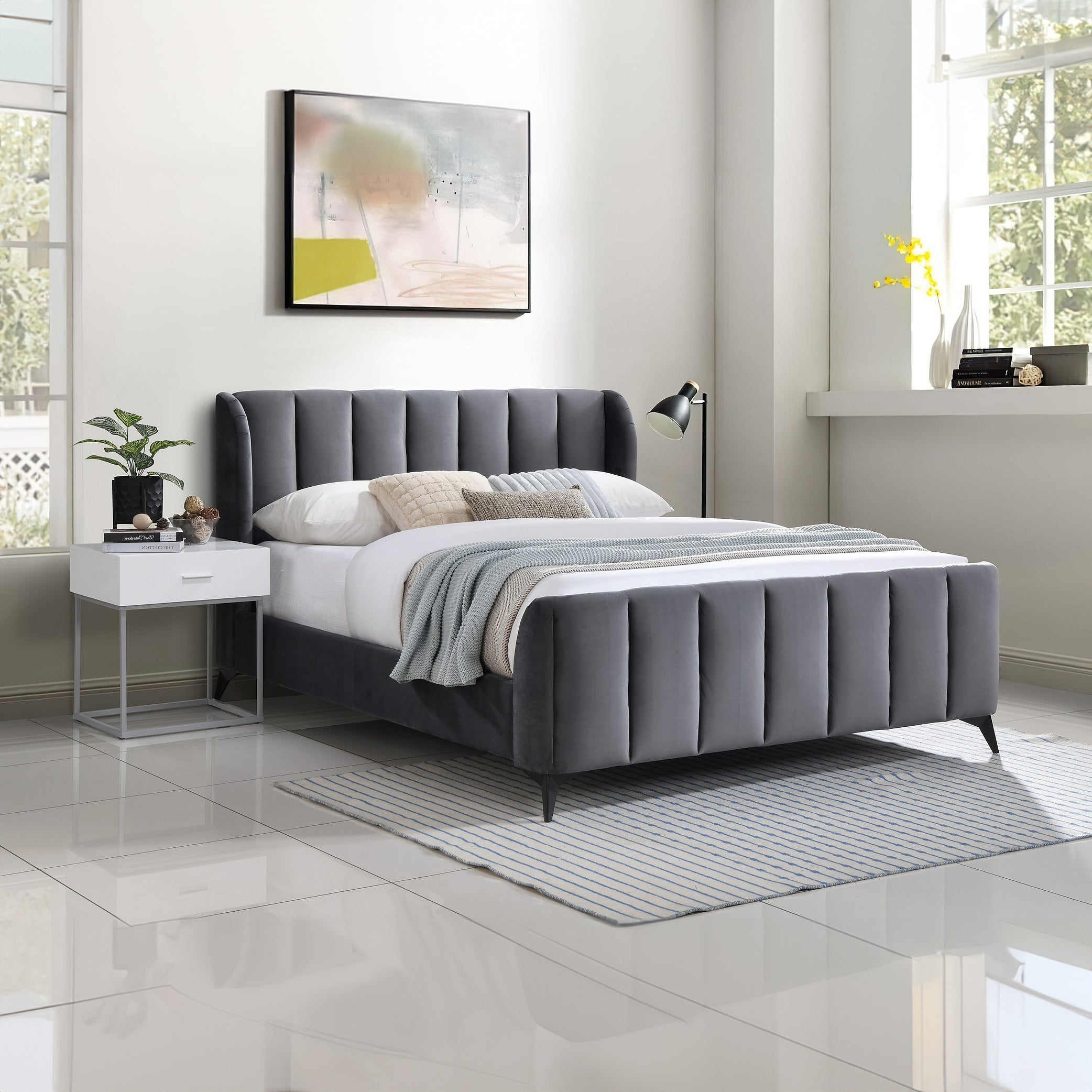 Daniel - Lit Queen - Velour Gris