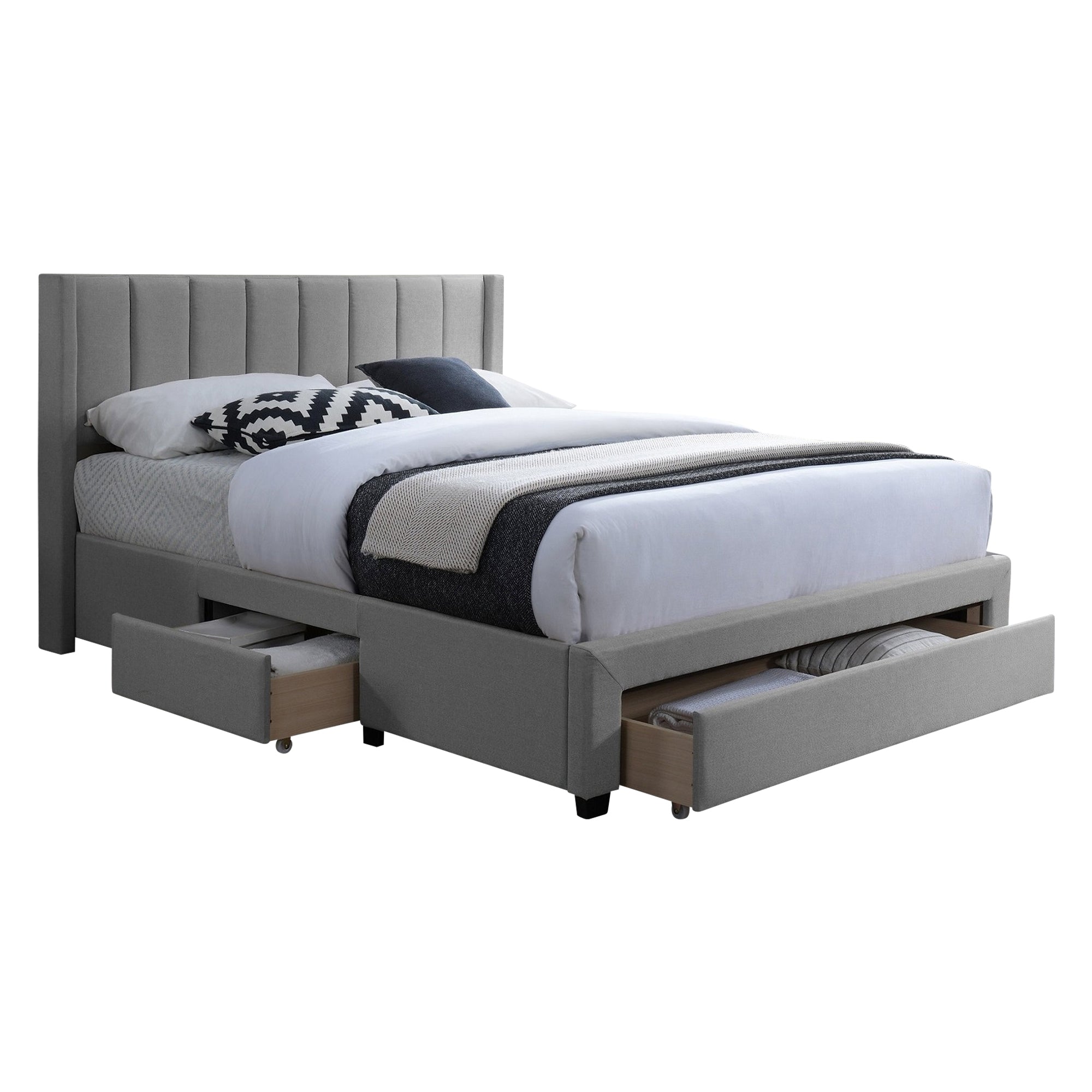 Henri - Queen Bed - Grey Fabric