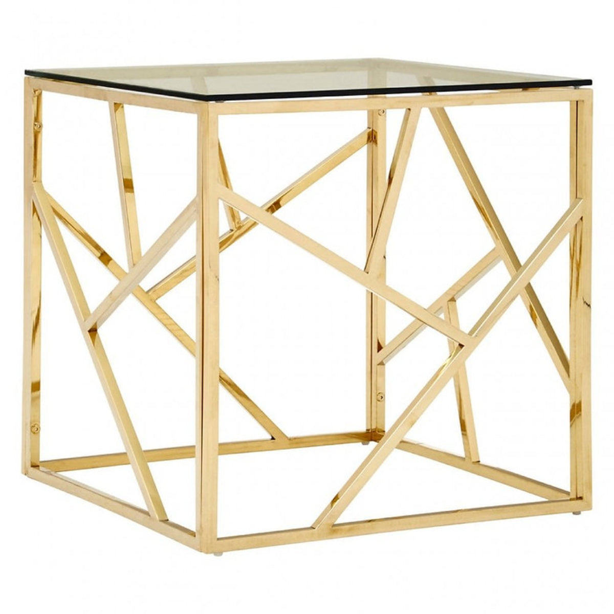Coffee table set - 3 pieces - Tempered glass and gold