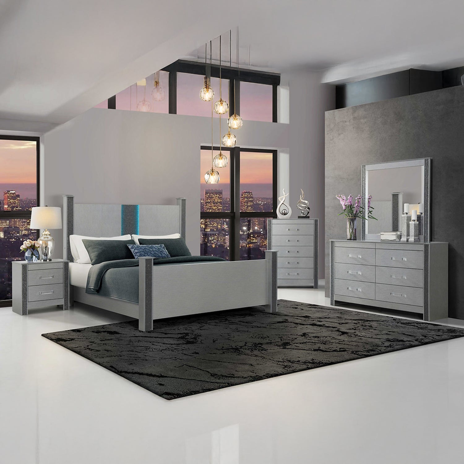 Avenzo - Bedroom Set - Silver