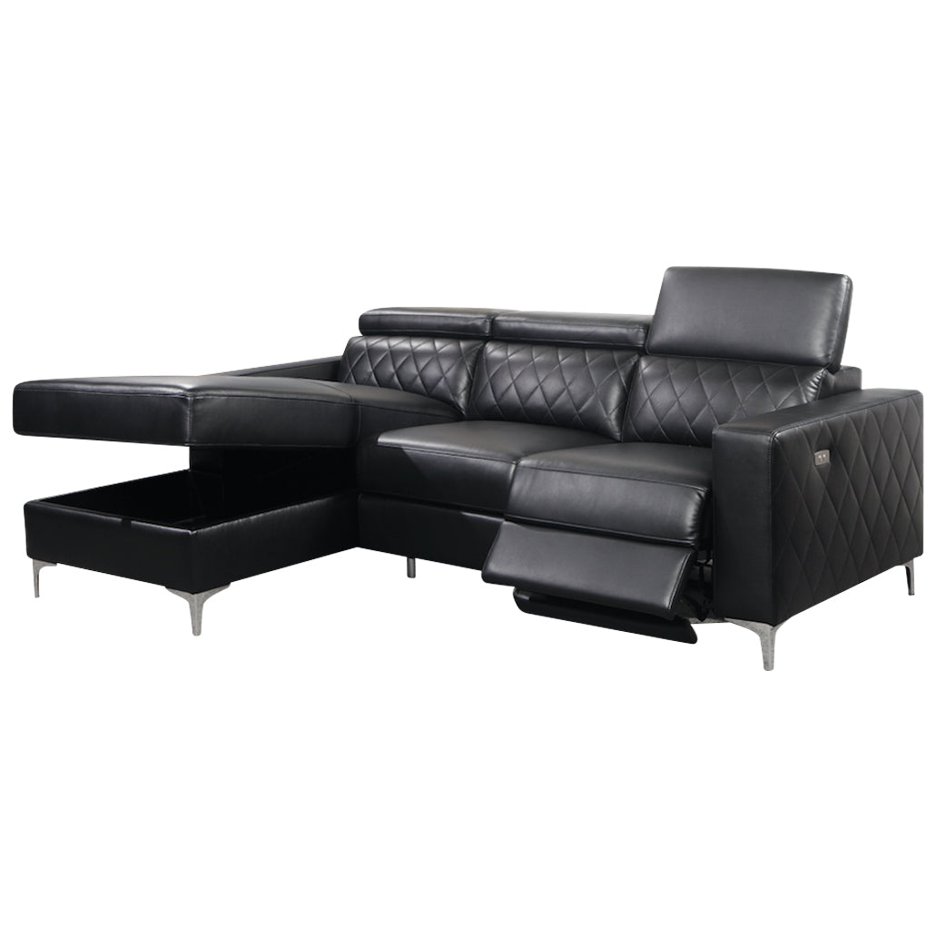 Diego - L-Shaped Sectional Sofa - Black Leather