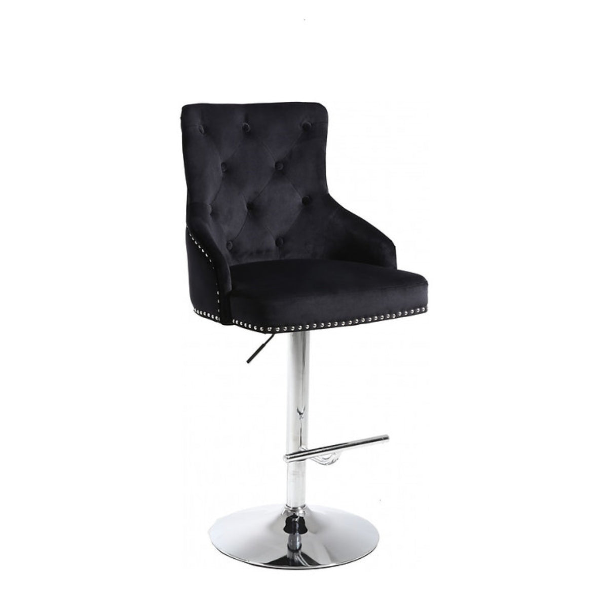 Arnaud - Hydraulic Bar Chair - Black Velvet Upholstery