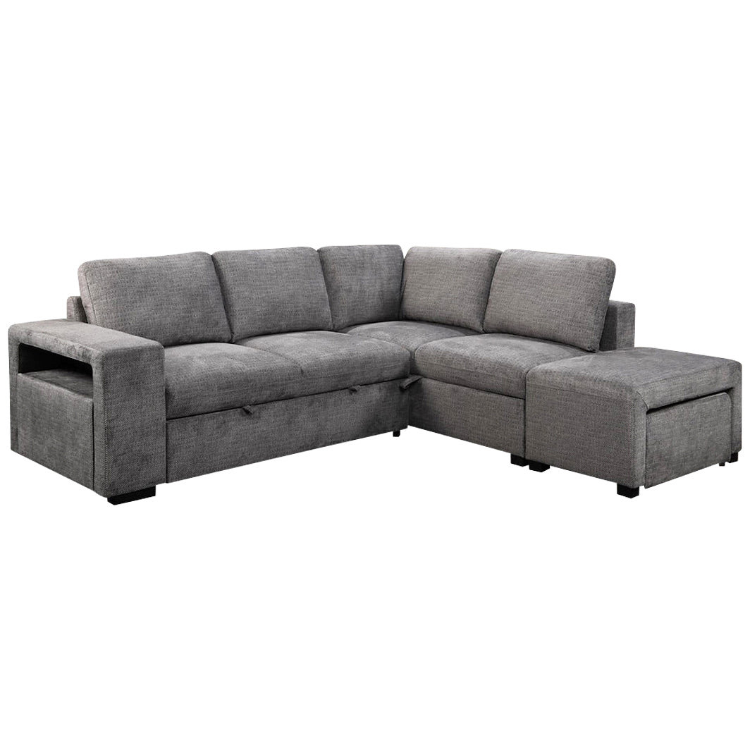Jordan - L Shaped Sectional Sofa Bed - Grey Fabric