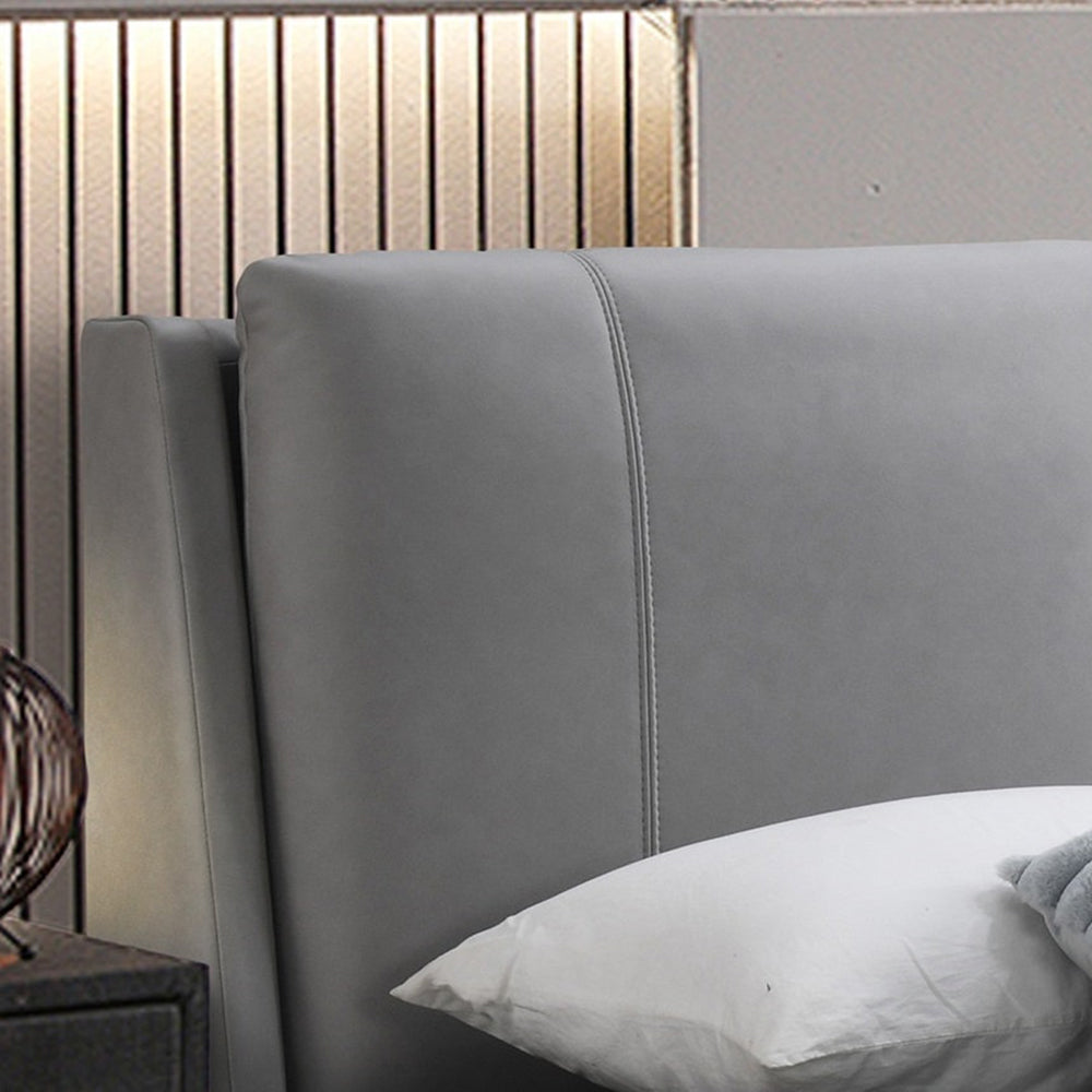 Célian - Lit King - Simili-Cuir Gris