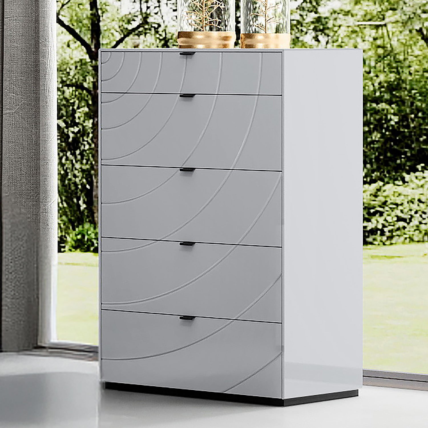 Aveline - 5-drawer chest - Grey