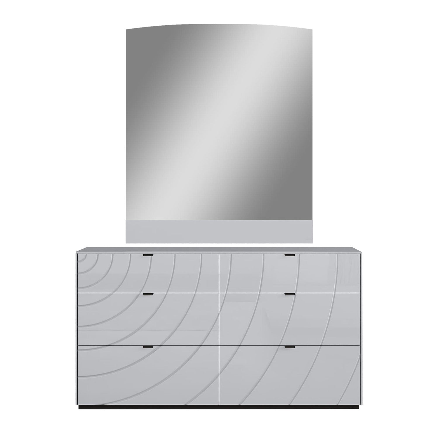 Aveline - 6-drawer dresser with mirror - Grey