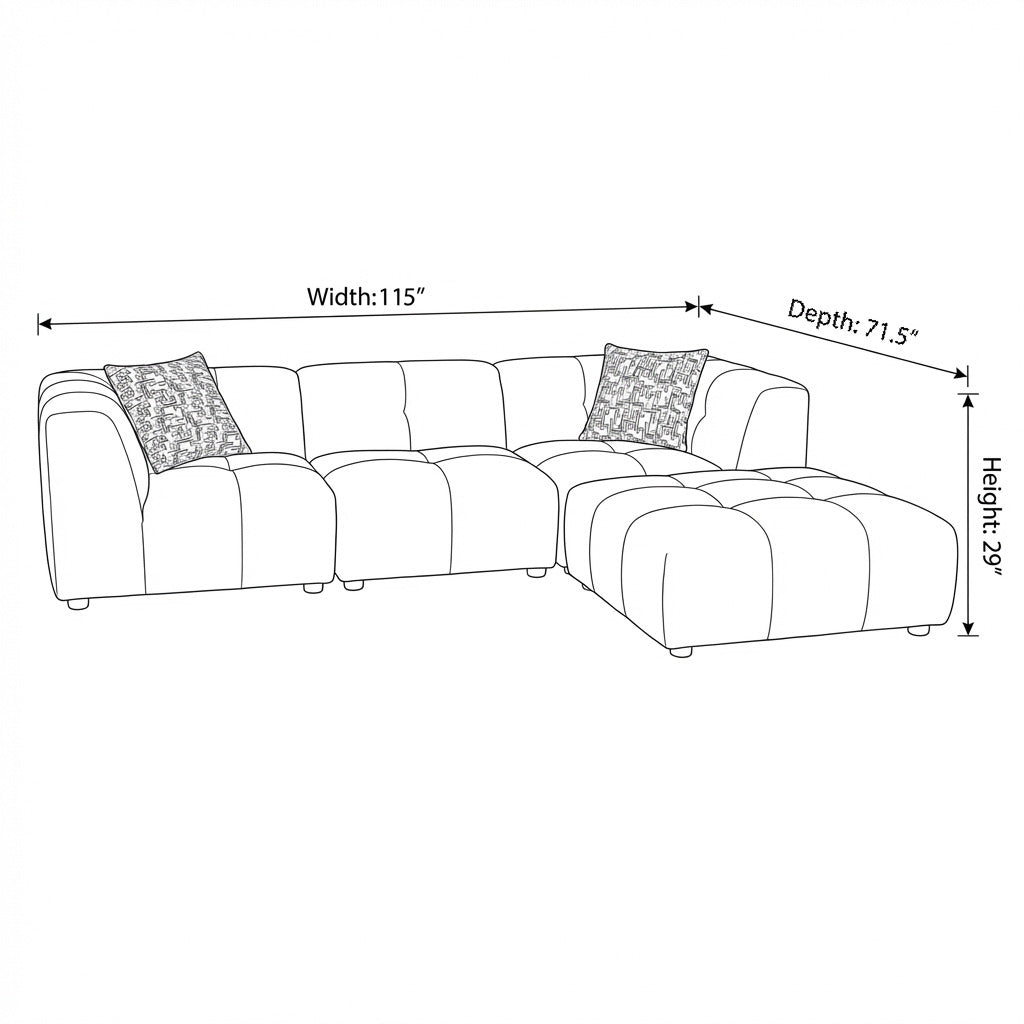 Canopy - Sofa Sectionnel Modulaire Reversible - Tissu Gris