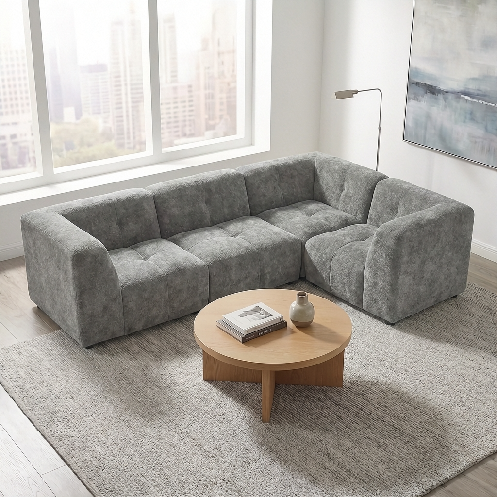 Canopy - Sofa Sectionnel Modulaire Reversible - Tissu Gris