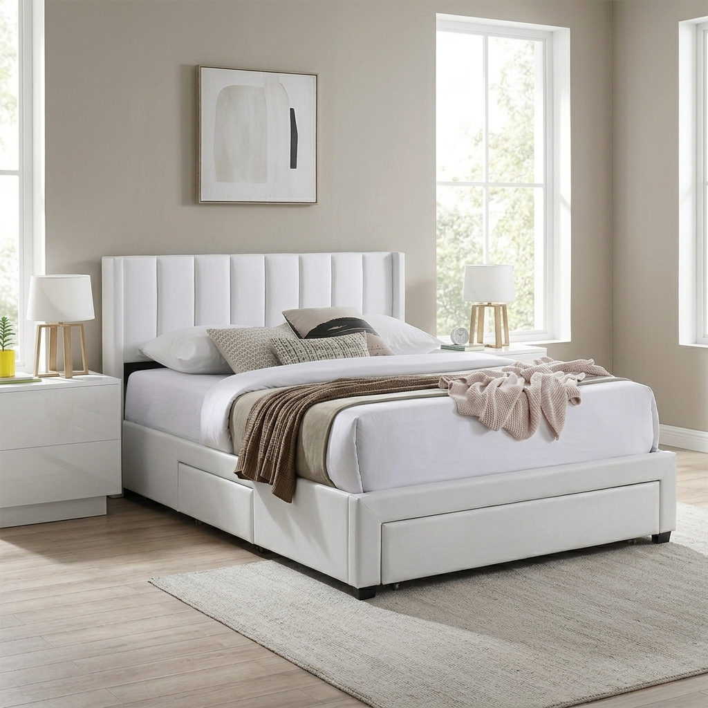 Tessa - Full Bed - Beige Fabric