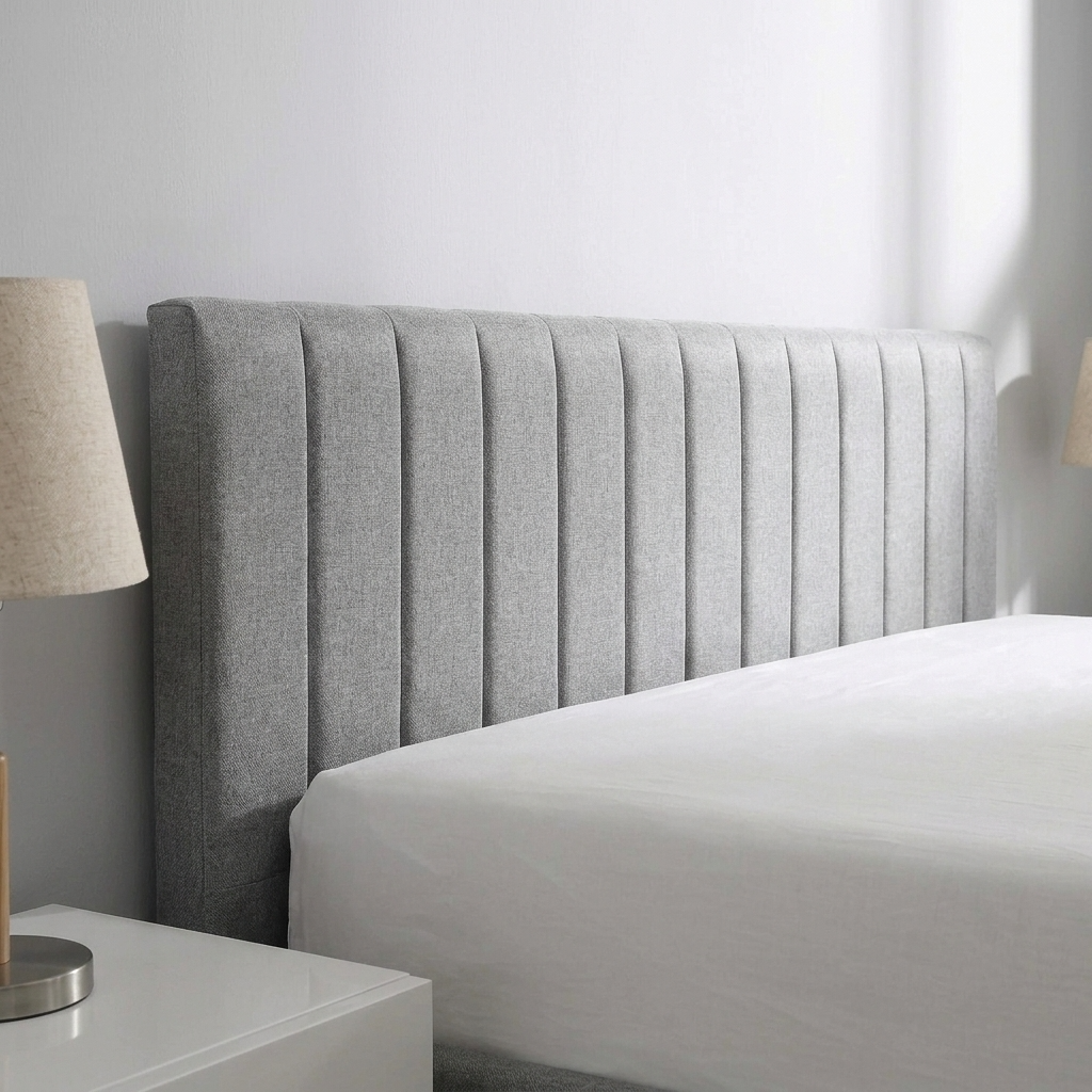 Norah - Lit King avec rangement - Tissu Gris