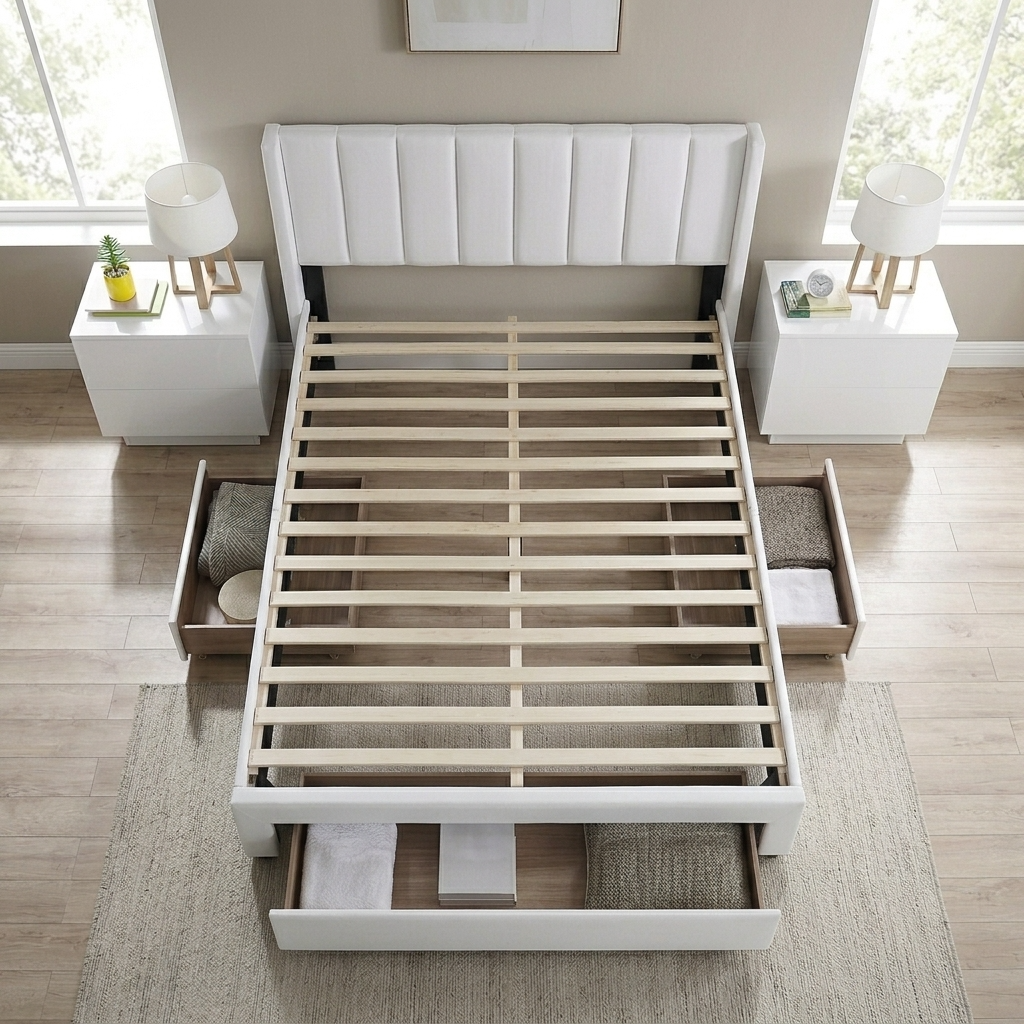Tessa - Full Bed - Beige Fabric