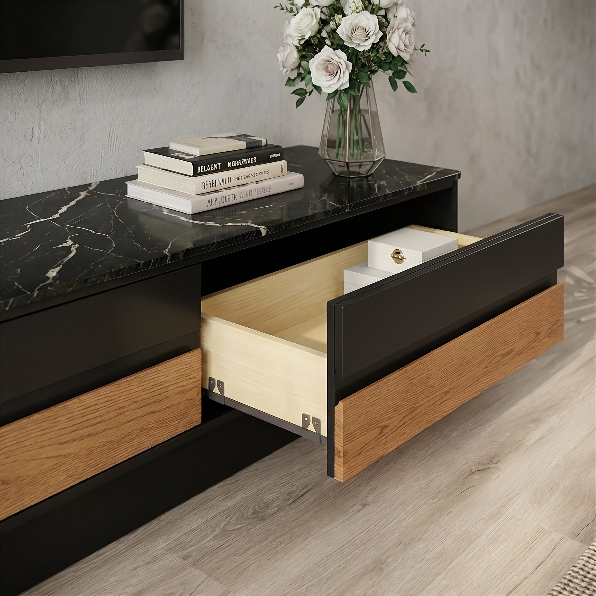 Verona - TV Stand - Black - 78 in