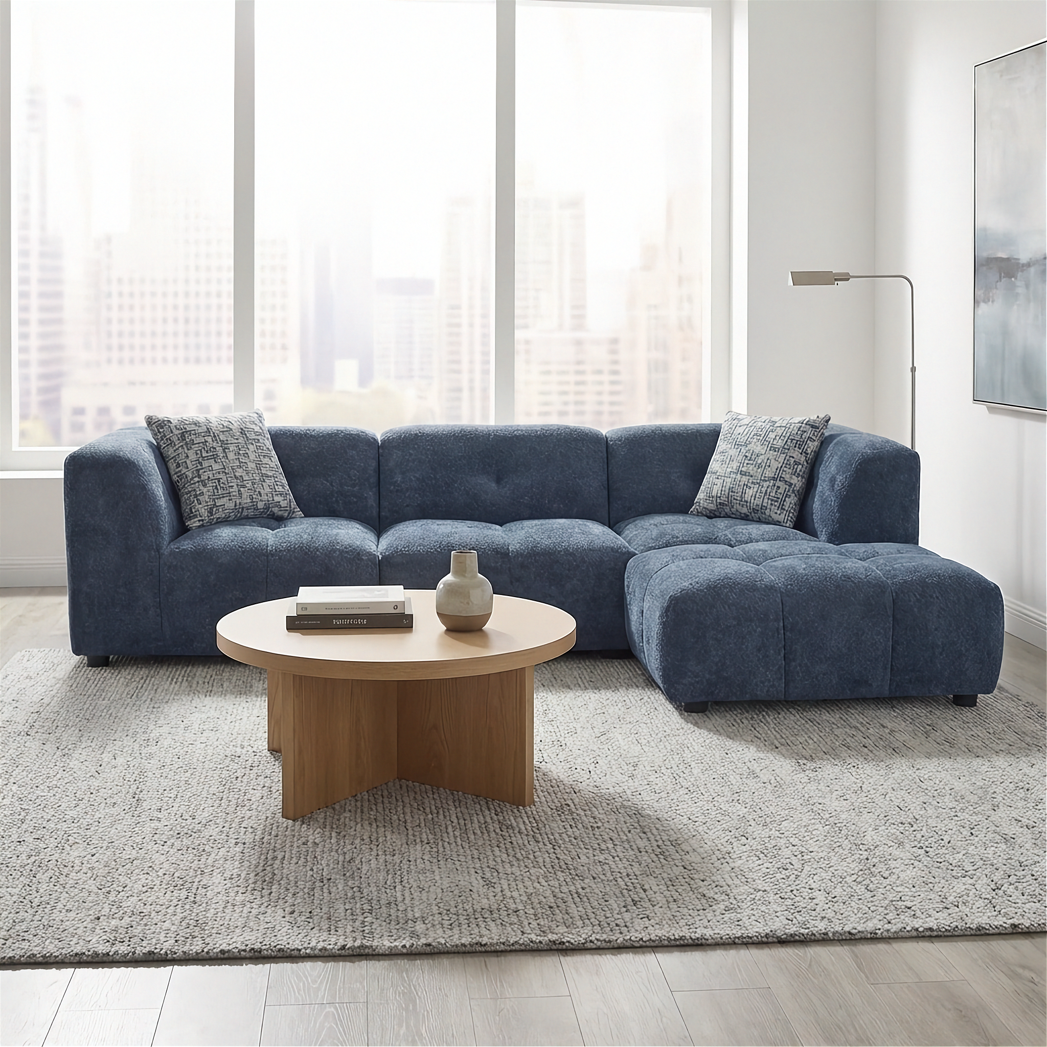Canopy - Sofa Sectionnel Modulaire Reversible - Tissu Bleu