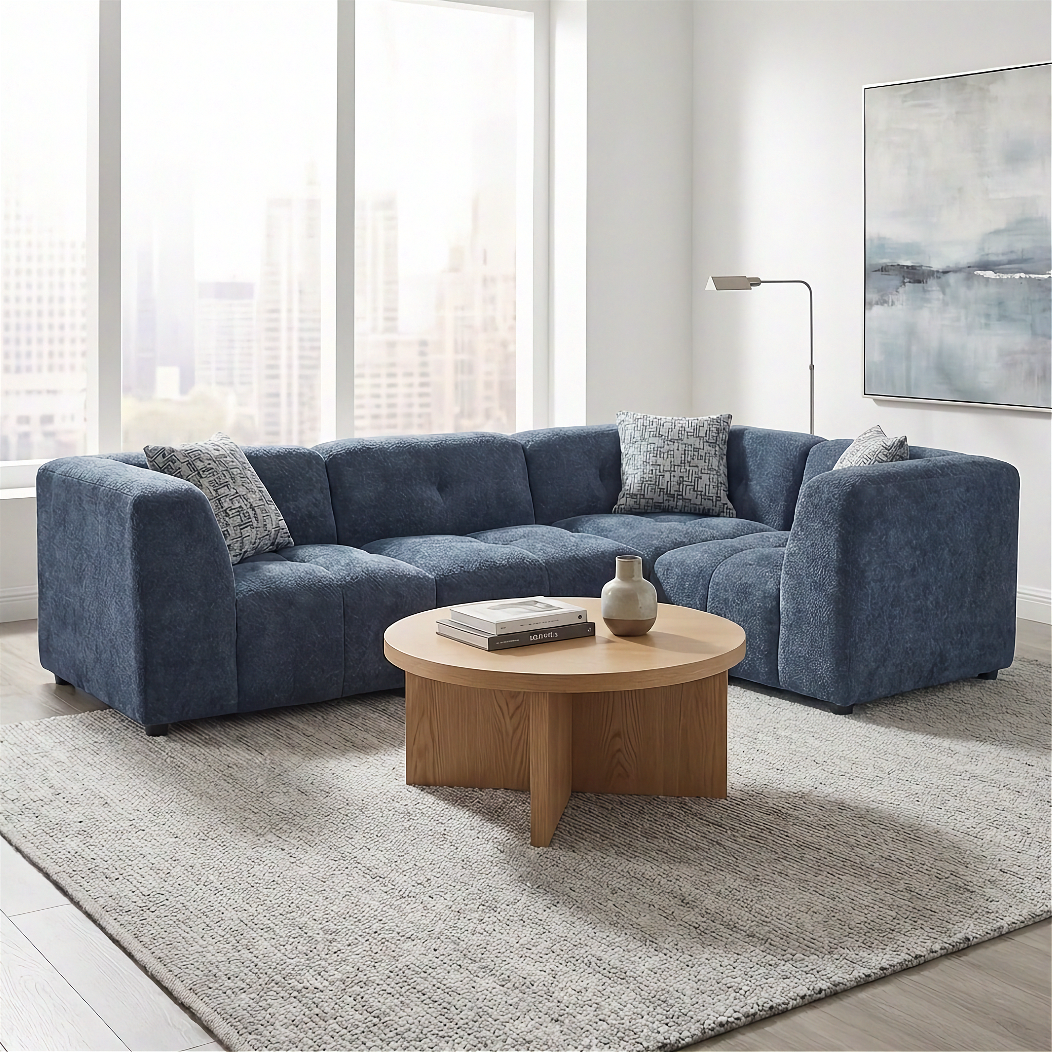 Canopy - Sofa Sectionnel Modulaire Reversible - Tissu Bleu