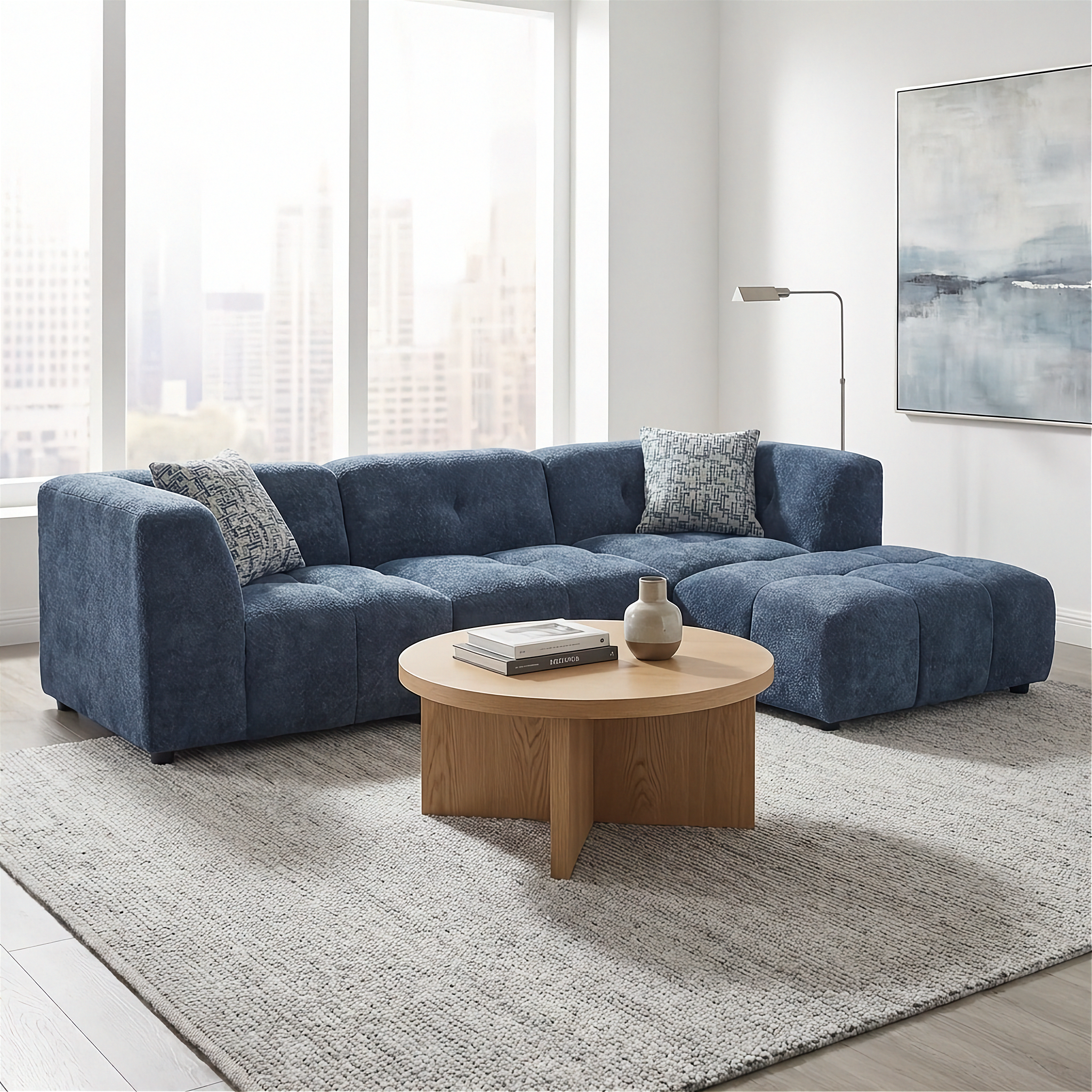 Canopy - Sofa Sectionnel Modulaire Reversible - Tissu Bleu