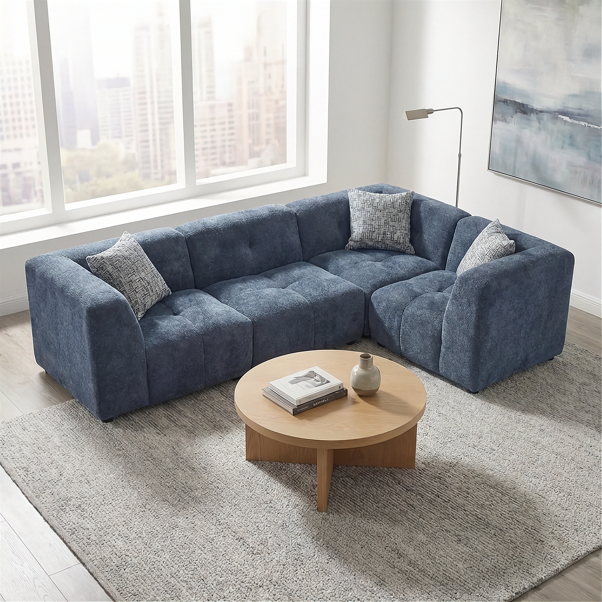 Canopy - Sofa Sectionnel Modulaire Reversible - Tissu Bleu