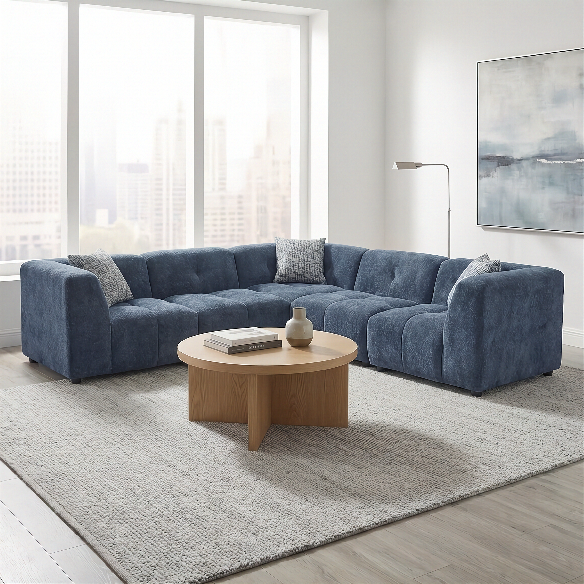 Canopy - Sofa Sectionnel Modulaire - Tissu Bleu