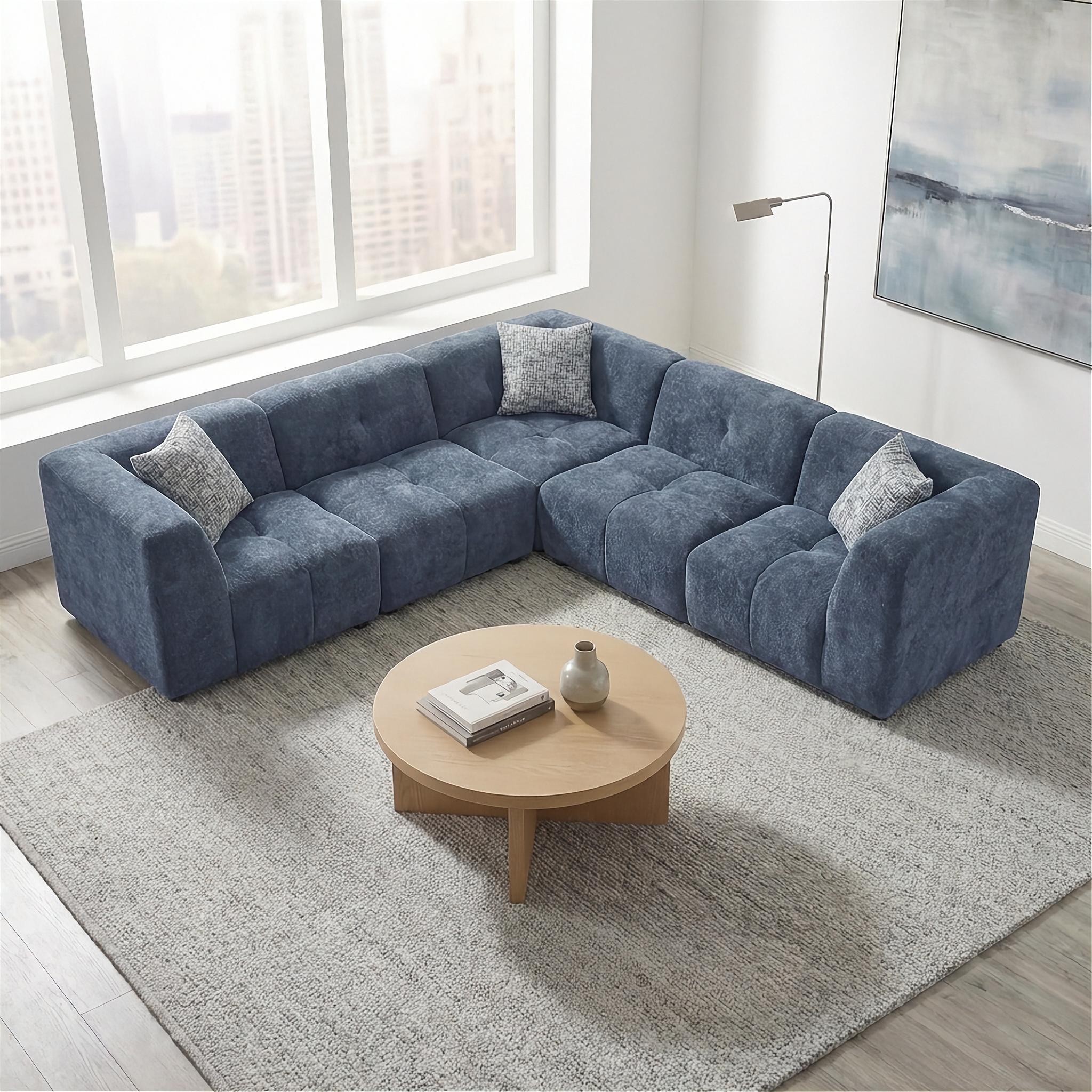 Canopy - Sofa Sectionnel Modulaire - Tissu Bleu