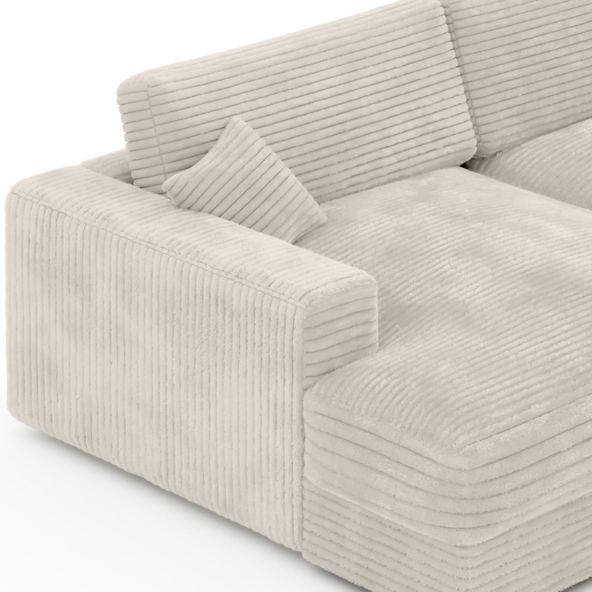 Jansen - Sofa - Beige corduroy with 2 lounge chairs