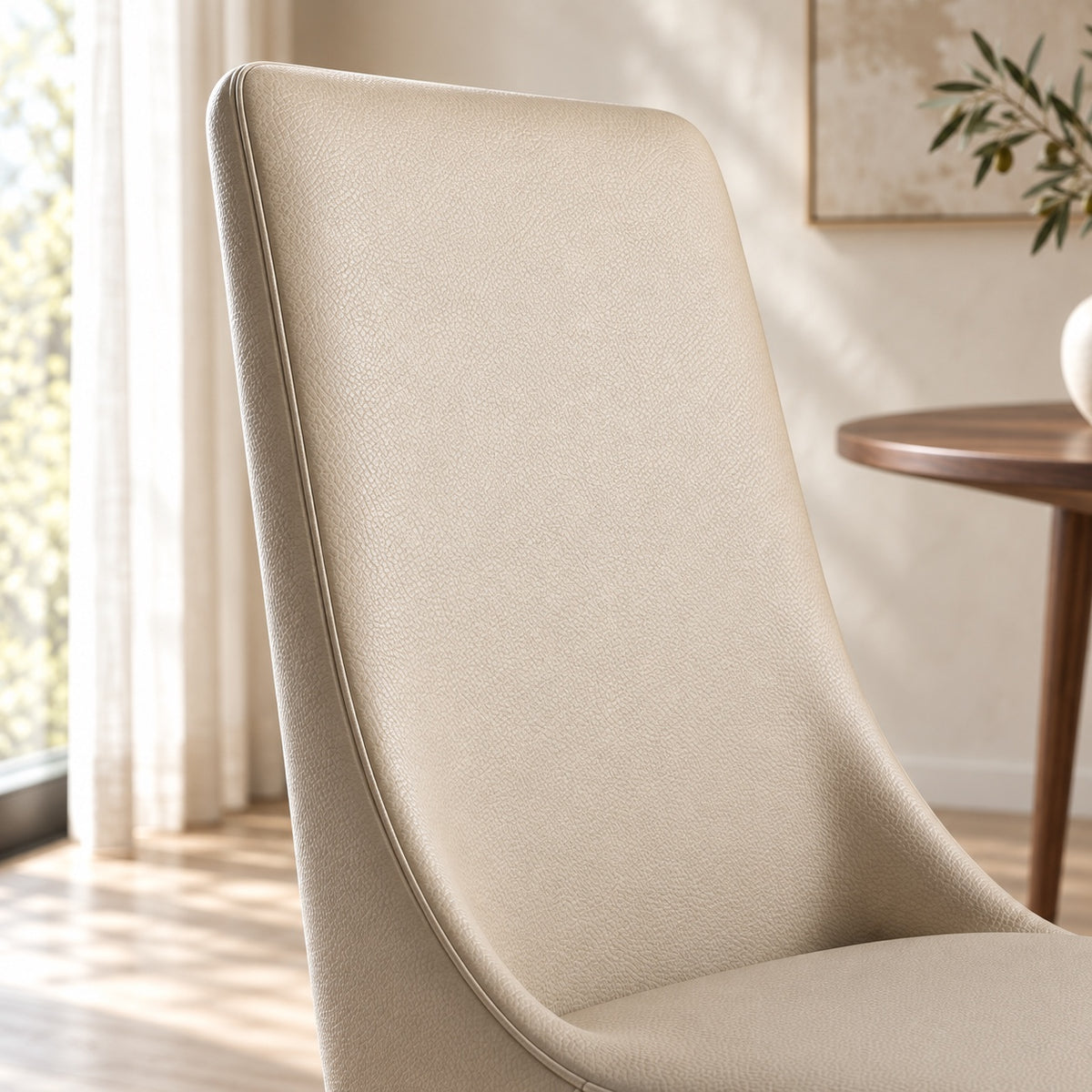 Iris - Chaise de Salle à Manger - Cuir Beige