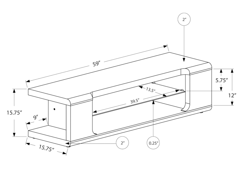 Vernon - TV Stand - Glossy white - 60 in