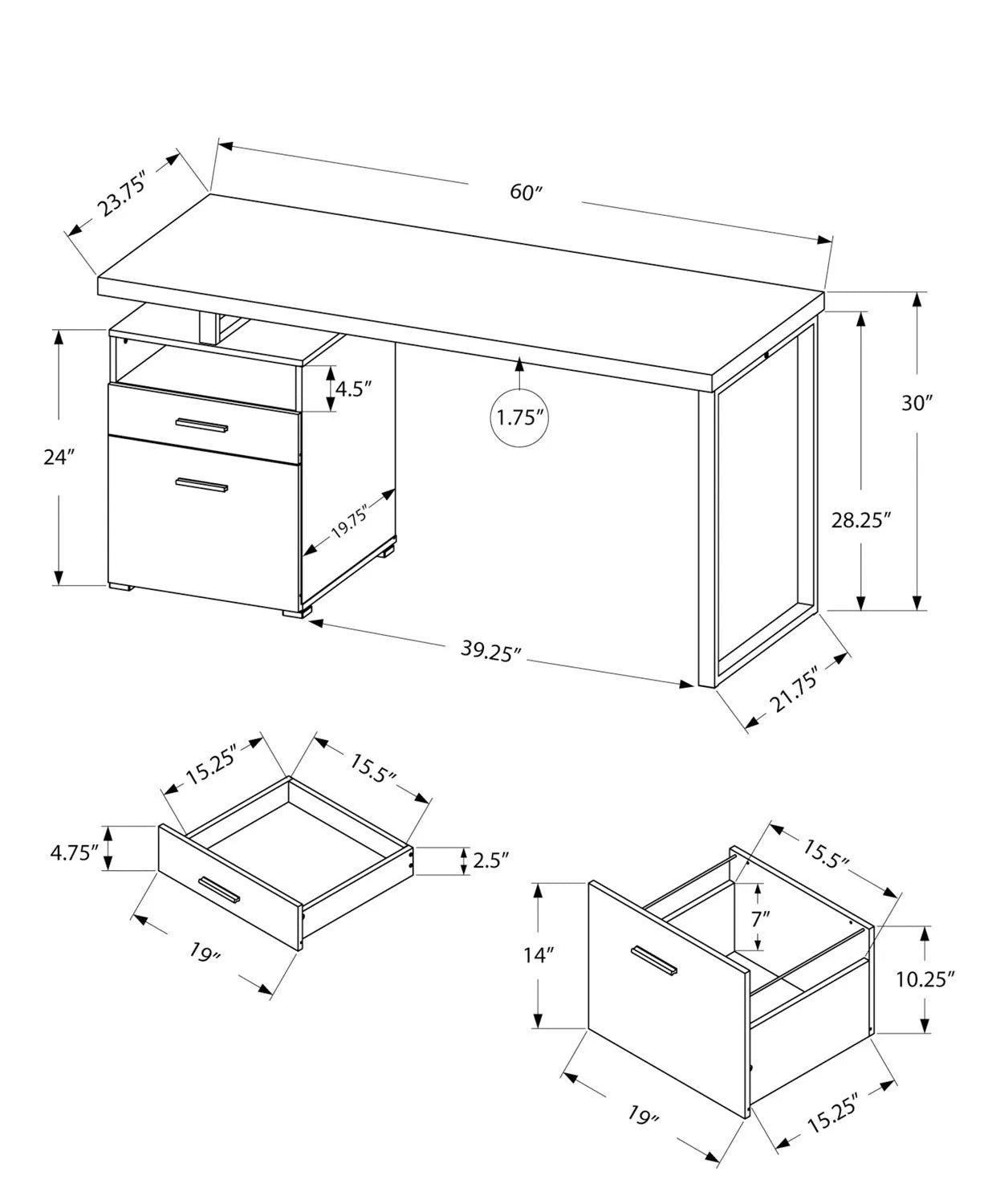Jovan - Office desk - 60 in
