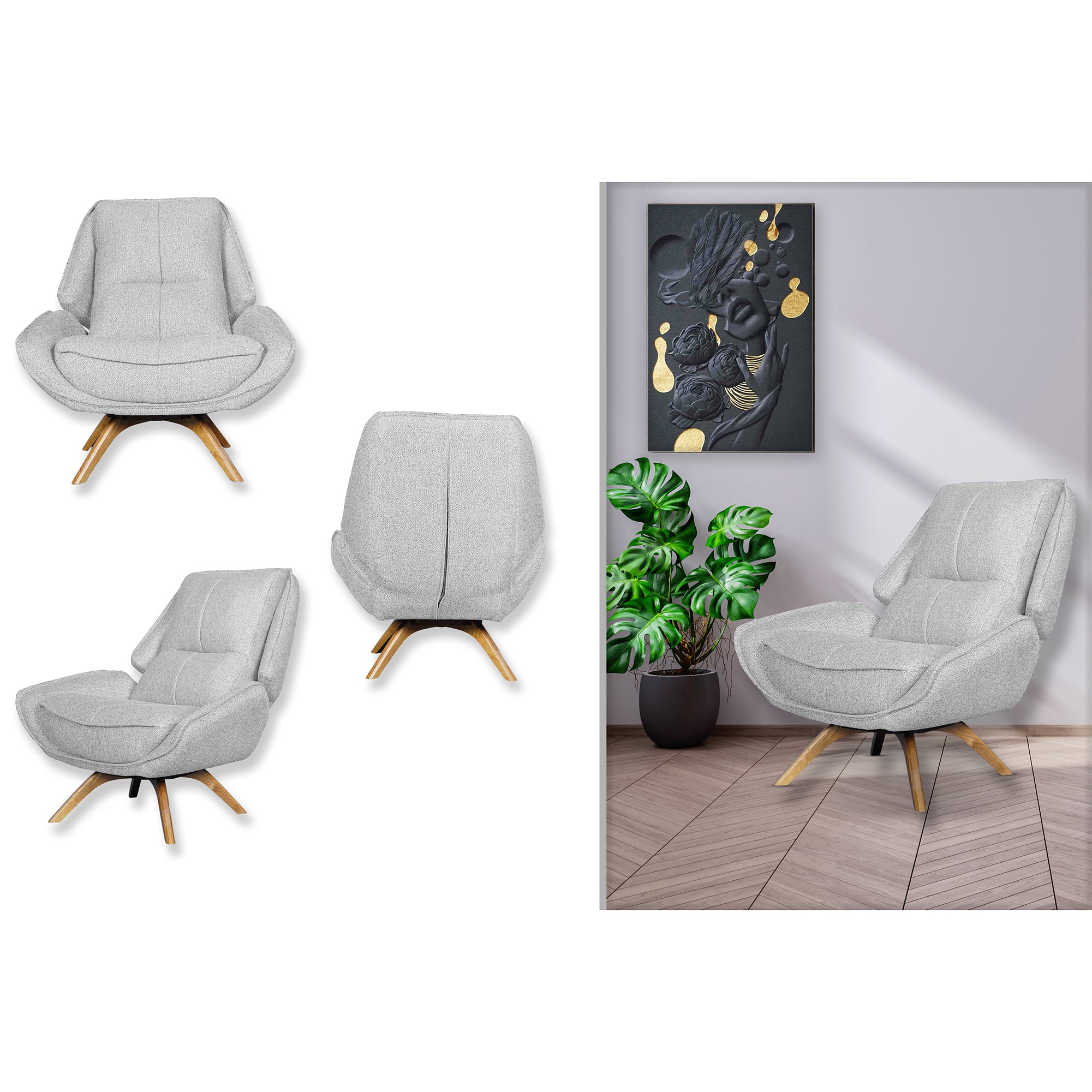 Fauteuil pivotant - WoW - Tissu Beige Pâle