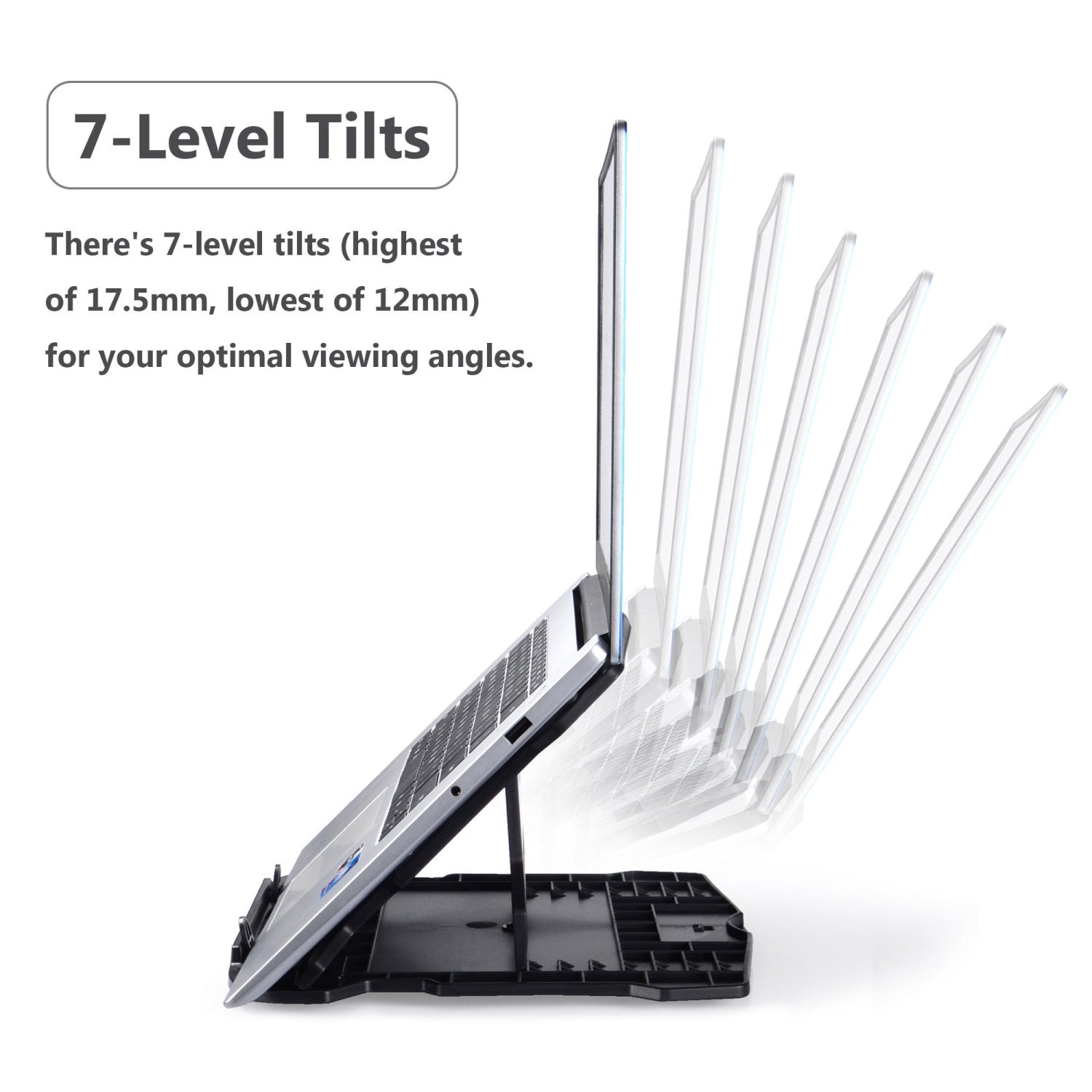 Computer Stand - 7-Level Tilt & 360° Rotating Base - Black